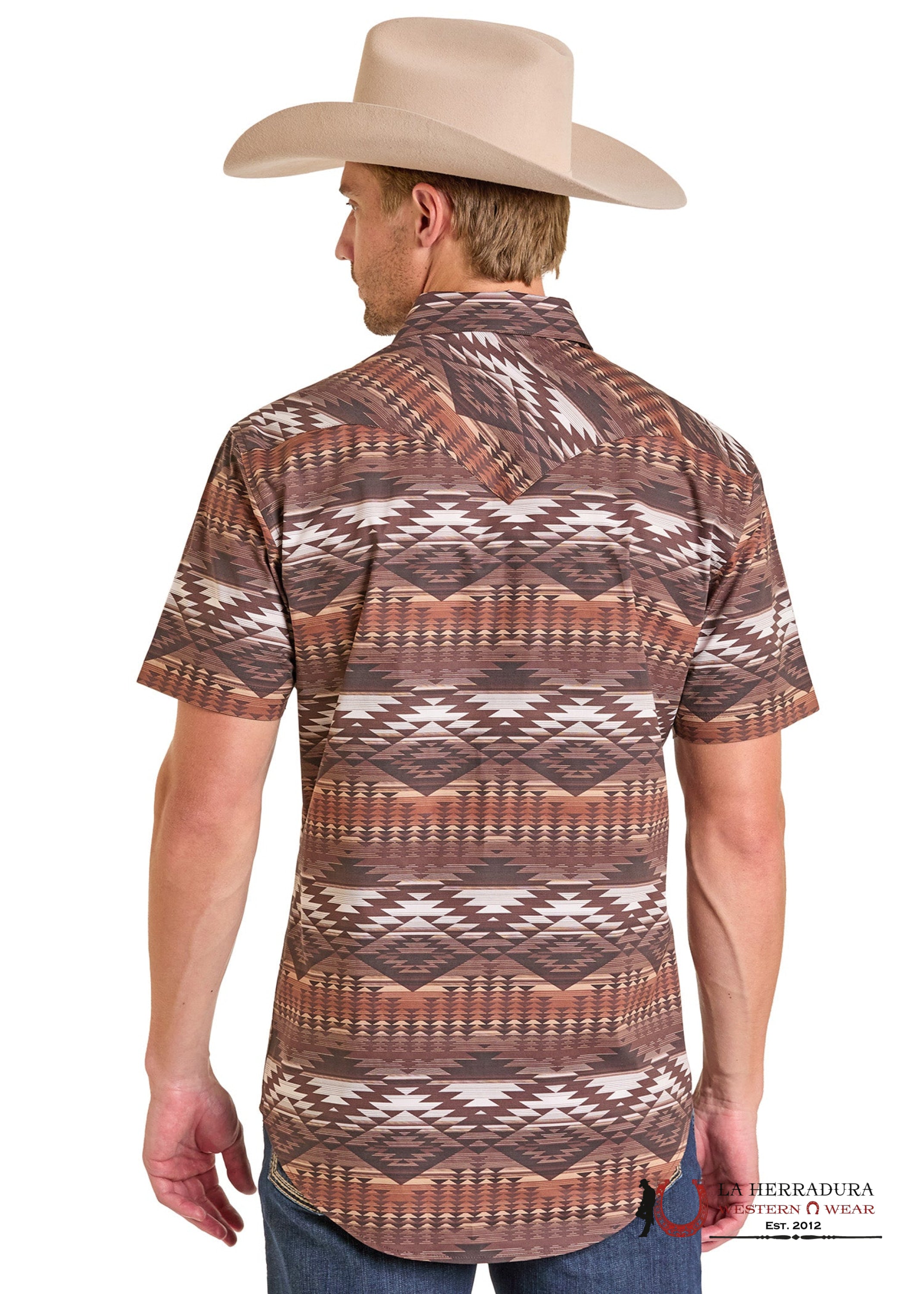 Rock&Roll Mens Aztec print SS SNAP brown SHORT SLEEVE BMN3S07139 ROPA HOMBRES