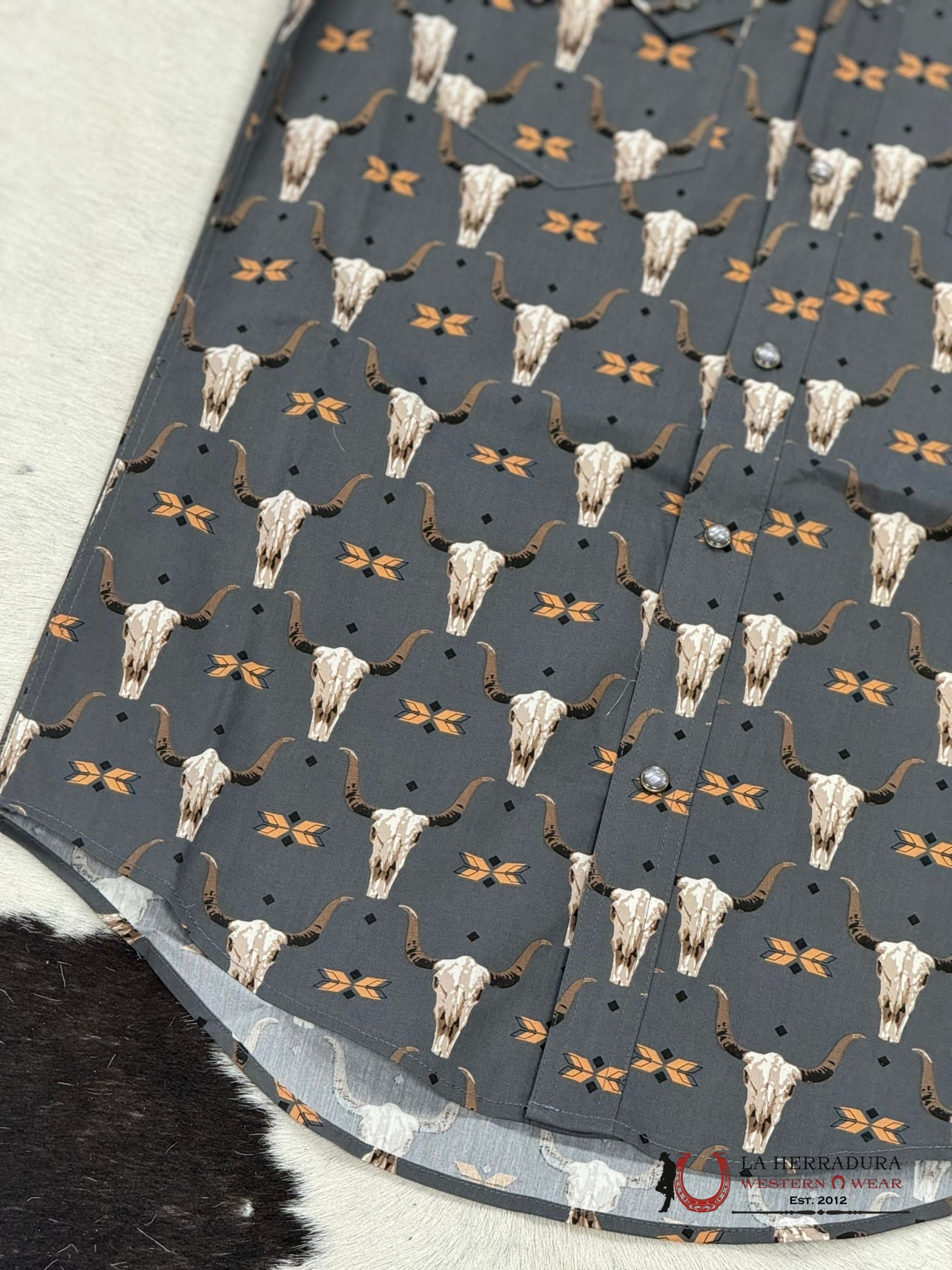 Rock&Roll Mens Black 2Pkt Vintage Skull Snap Short Sleeve Shirt Ropa Hombres