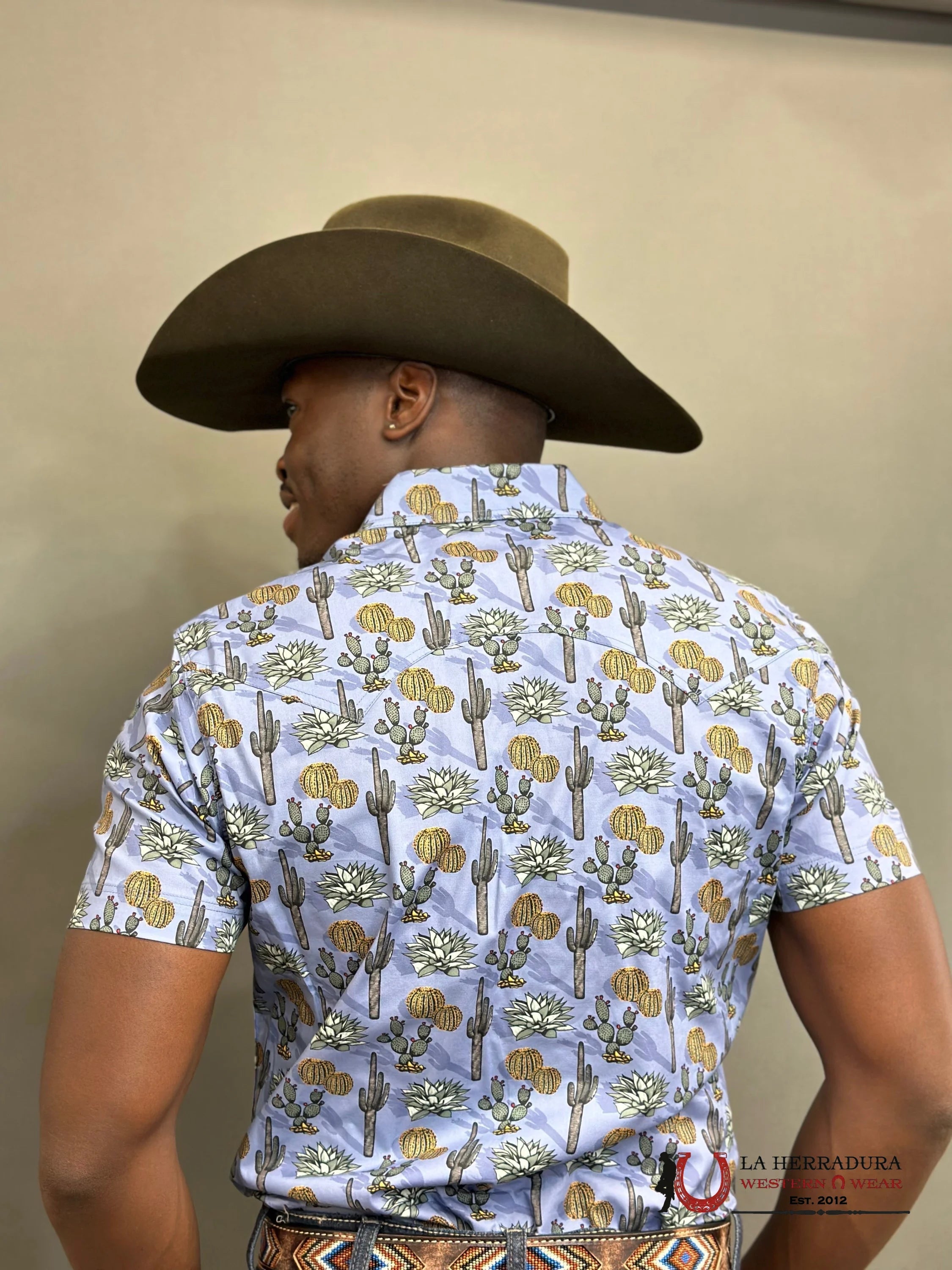 Rock&Roll Mens Blue Cactus Short Sleeve Shirt- RRMS1SR0PR ROPA HOMBRES