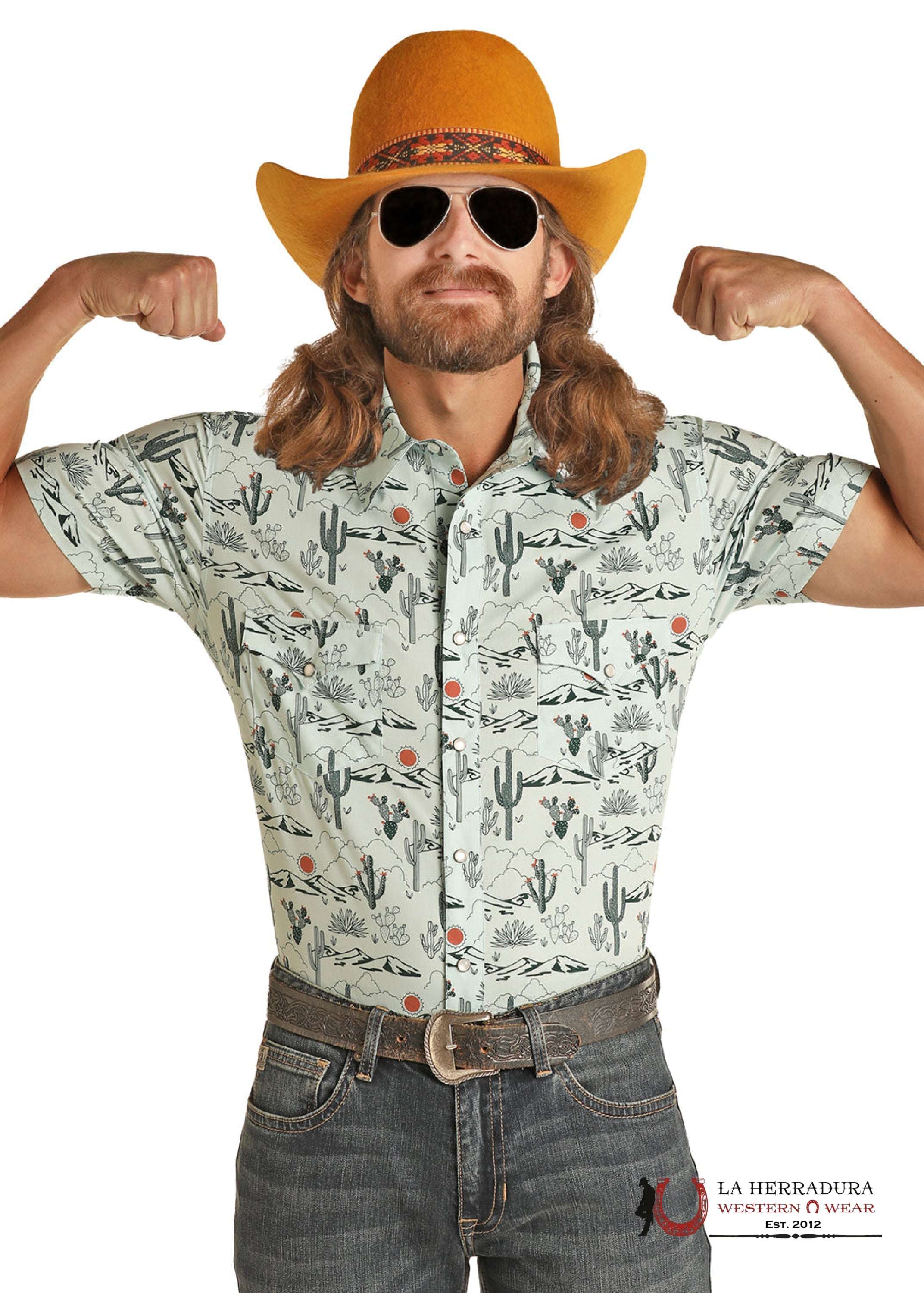 Rock&Roll Mens mint Cactus Short Sleeve Shirt RRMS1SR0Q7 ROPA HOMBRES
