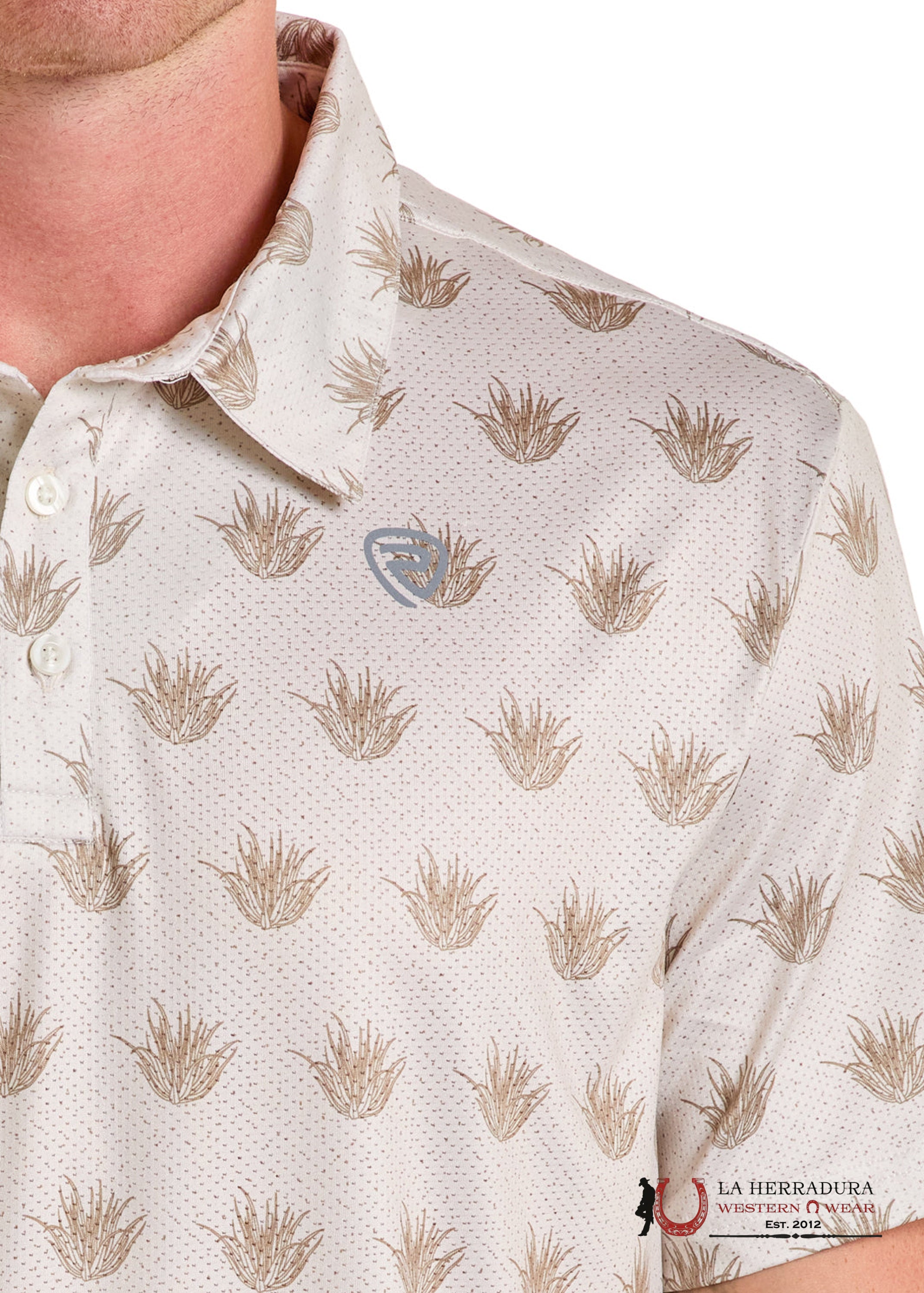 Rock&Roll Mens Natural Cactus Aztec Short Sleeve Polo- BM51T06634 ROPA HOMBRES