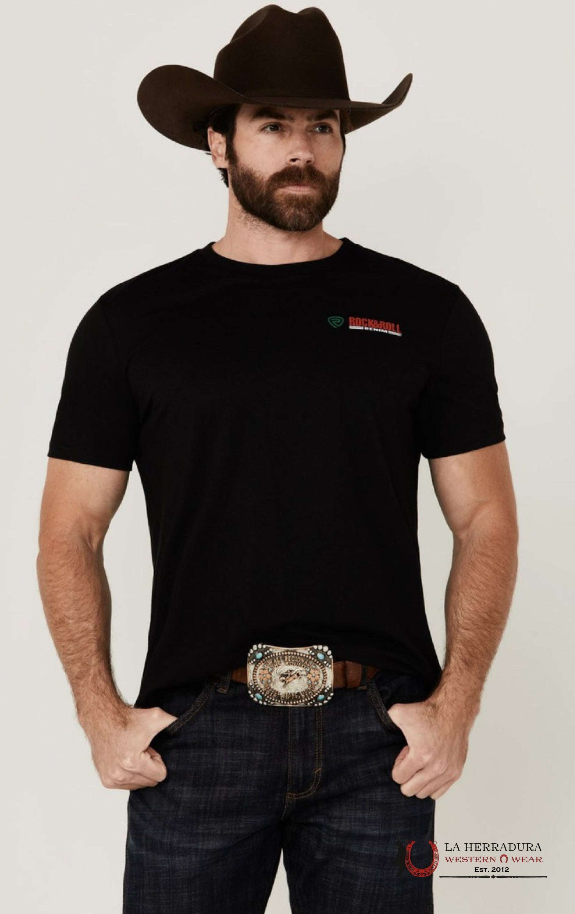ROCK&ROLL MENS T-SHIRT BLACK MEXICO COLORS LOGO GRAPHIC BU21T05057 ROPA HOMBRES