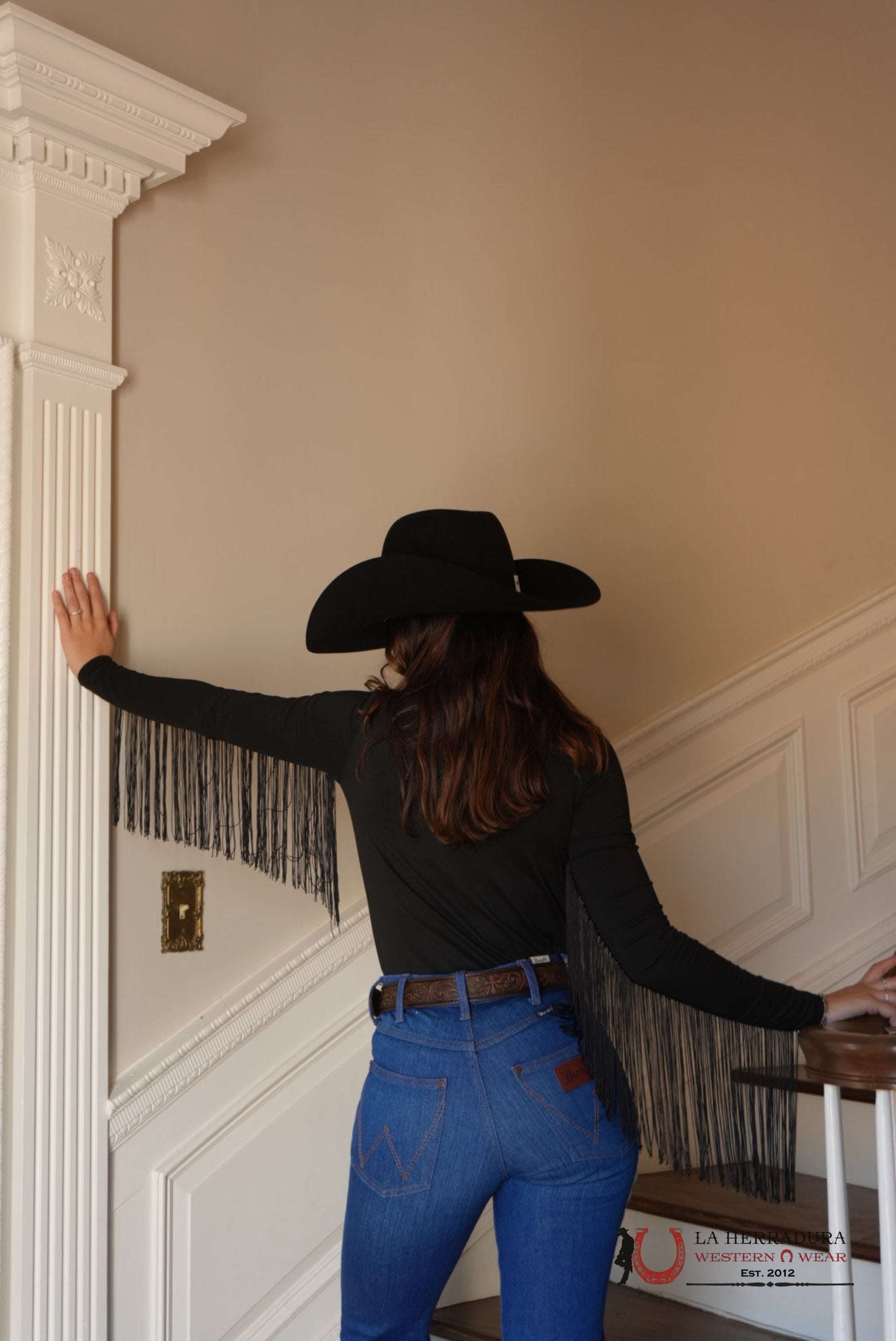 ROCK&ROLL MOCK NECK TOP WITH FRINGE ROPA MUJERES