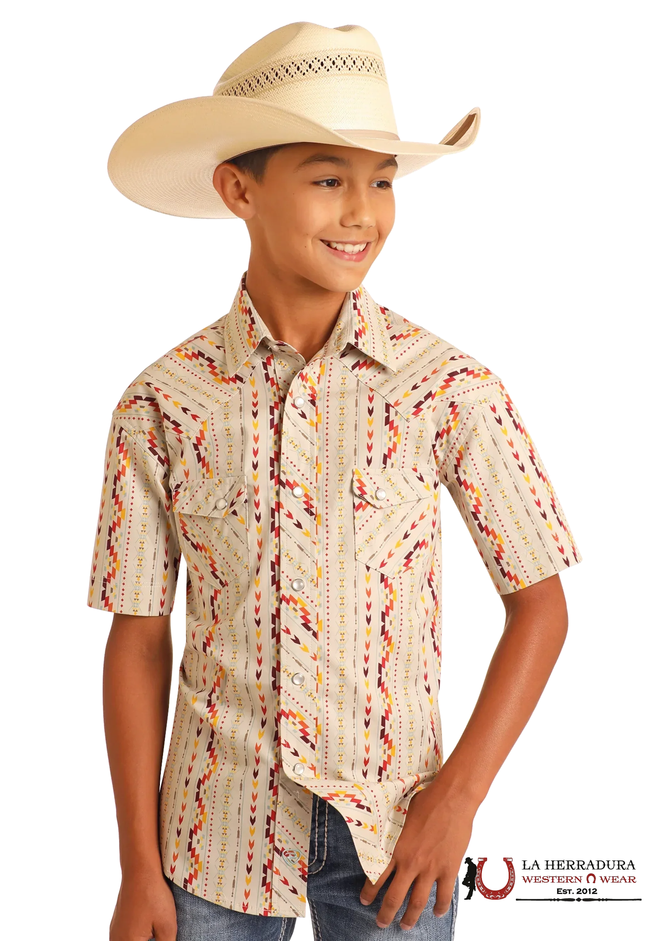 ROCK&ROLL NATURAL COLORFUL AZTEC STRIPE SS SNAP BBN3S05844 NIÑOS