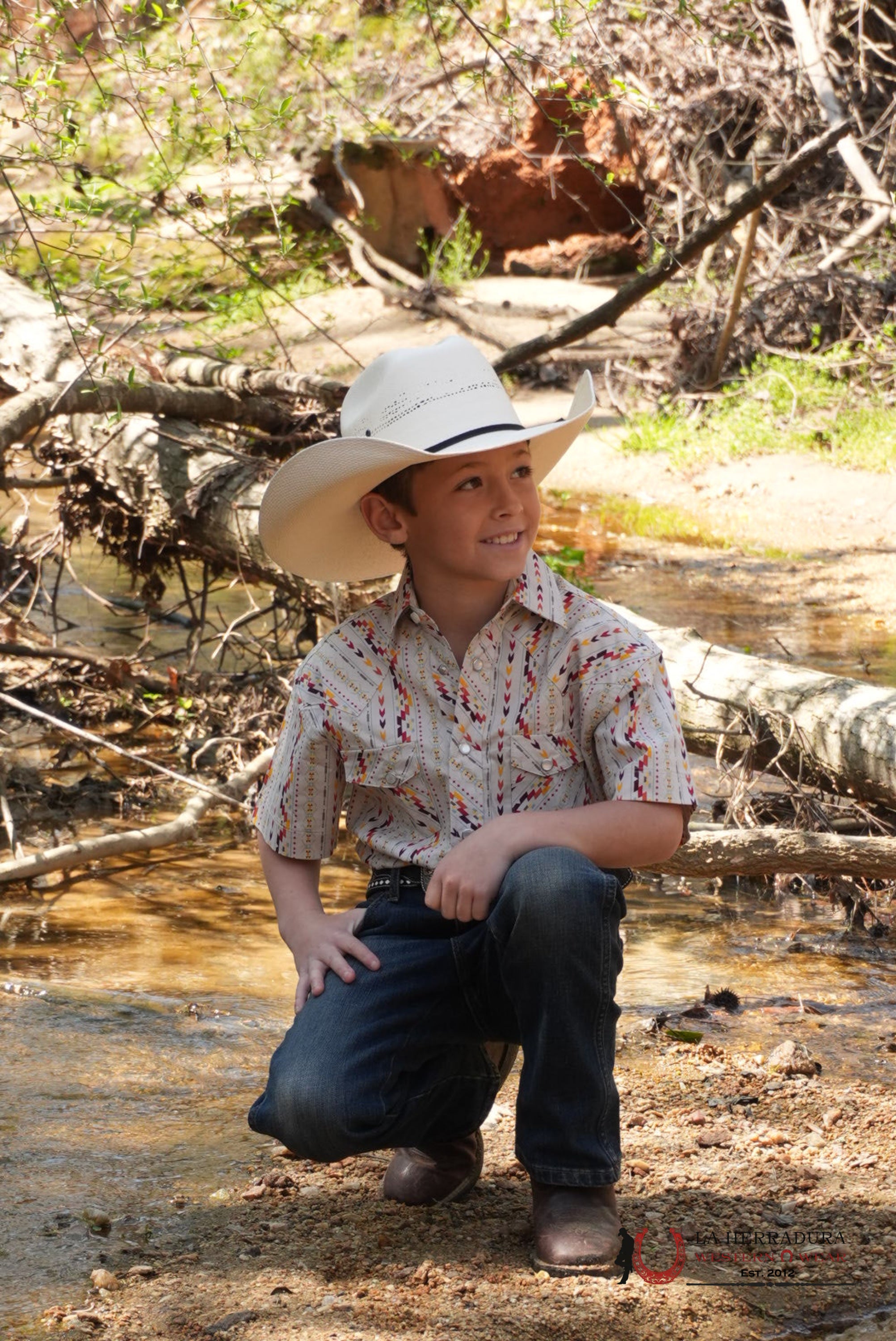 ROCK AND ROLL SHORT SLEEVE COLORFUL AZTEC STRIPE SHIRT - 5844 NIÑOS