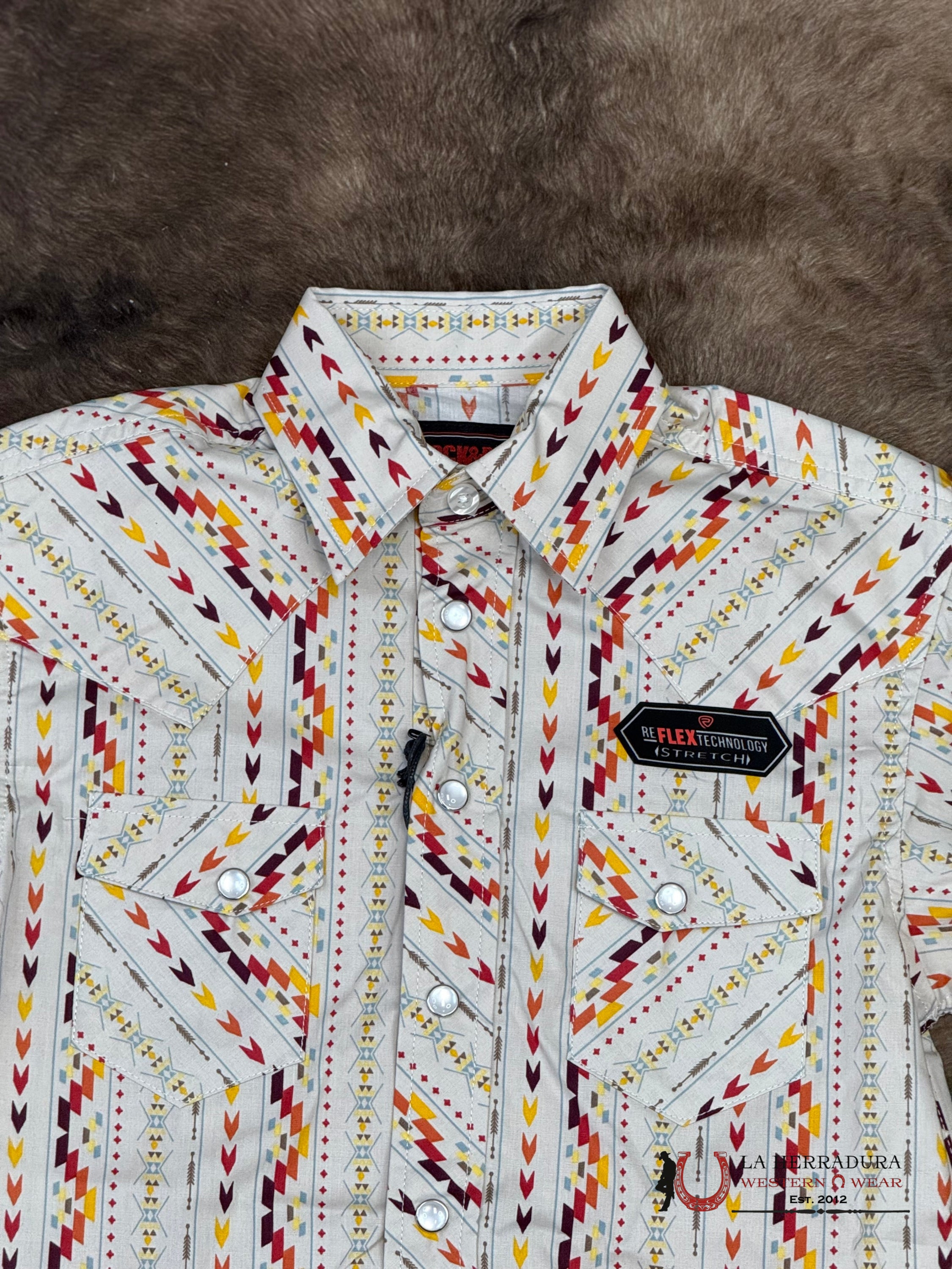 ROCK AND ROLL SHORT SLEEVE COLORFUL AZTEC STRIPE SHIRT - 5844 NIÑOS