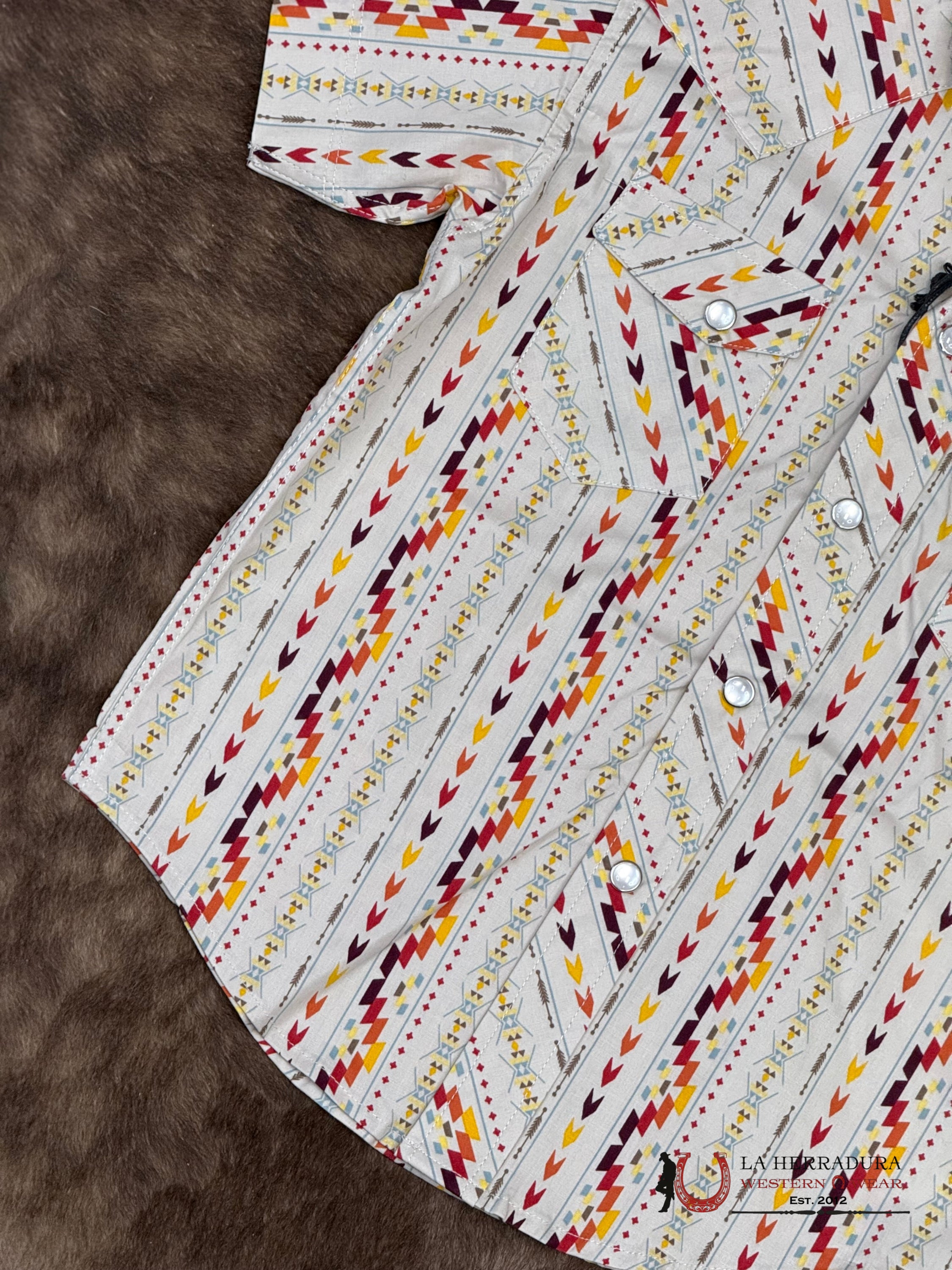 ROCK AND ROLL SHORT SLEEVE COLORFUL AZTEC STRIPE SHIRT - 5844 NIÑOS