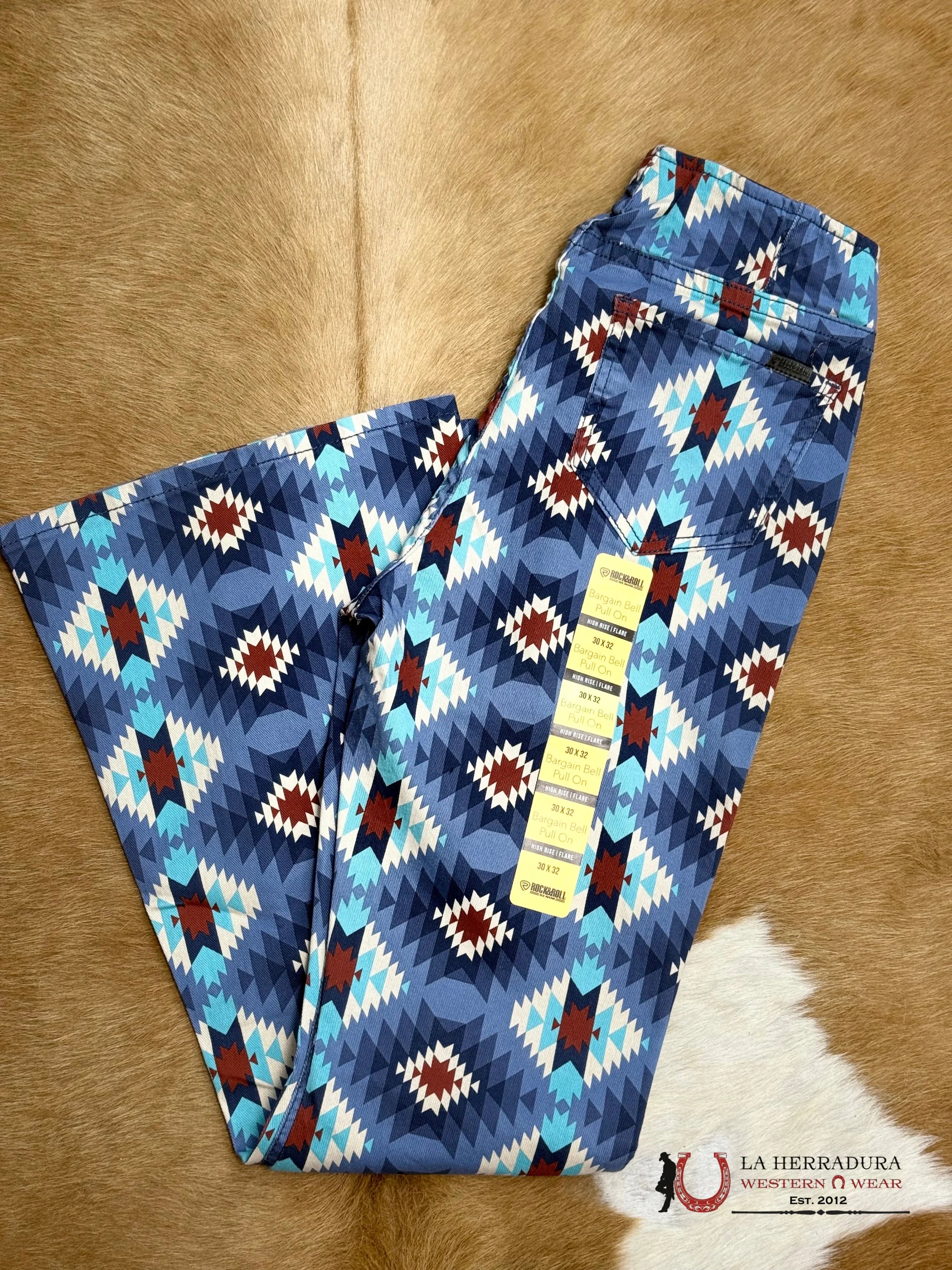 ROCK&ROLL NAVY BLUE AZTEC PULL ON RRWD6PR0G8 ROCK&ROLL JEANS WOMEN