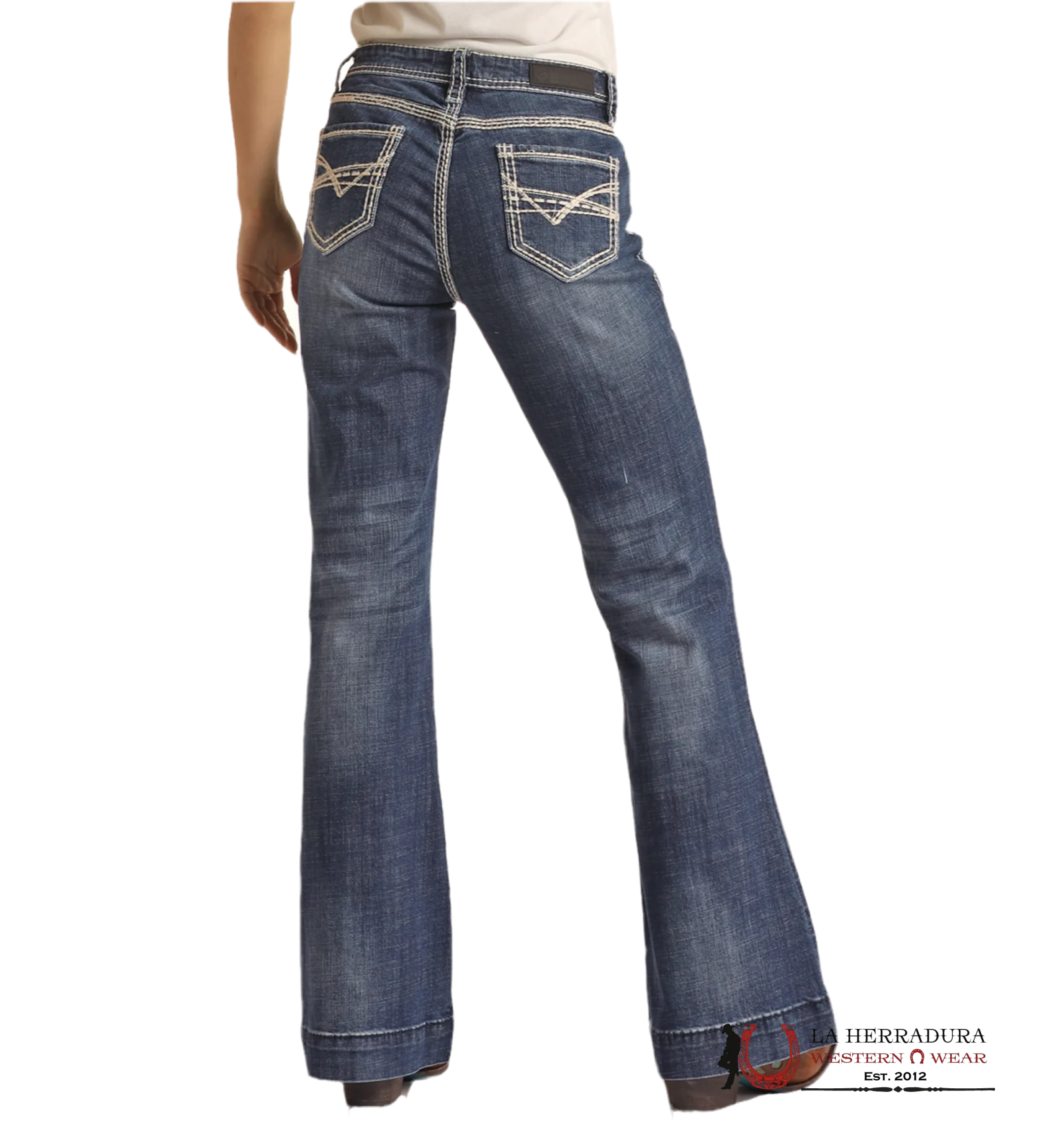 Rock&Roll Mid Rise Trouser Petal Stitch Jeans Women