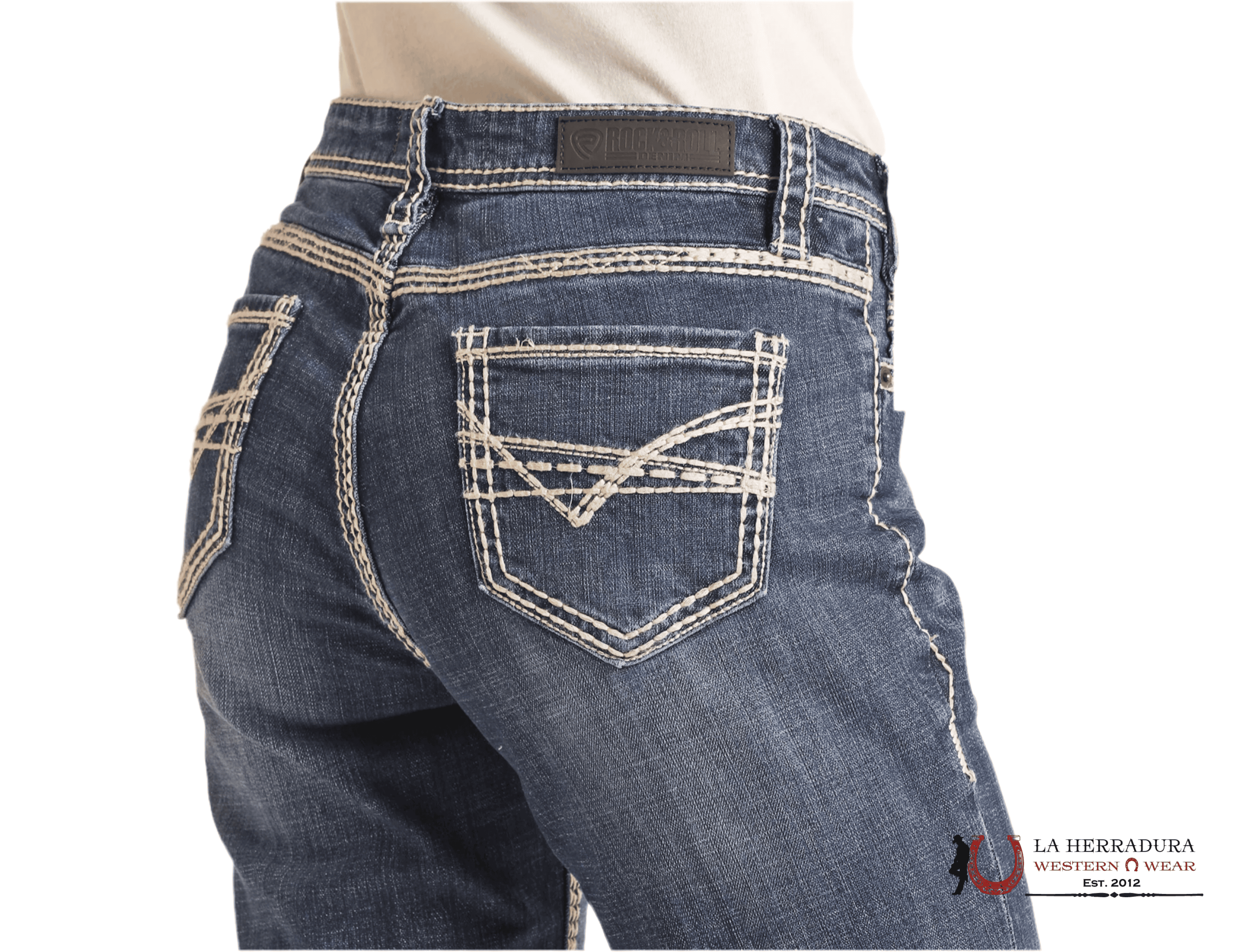Rock&Roll Mid Rise Trouser Petal Stitch Jeans Women
