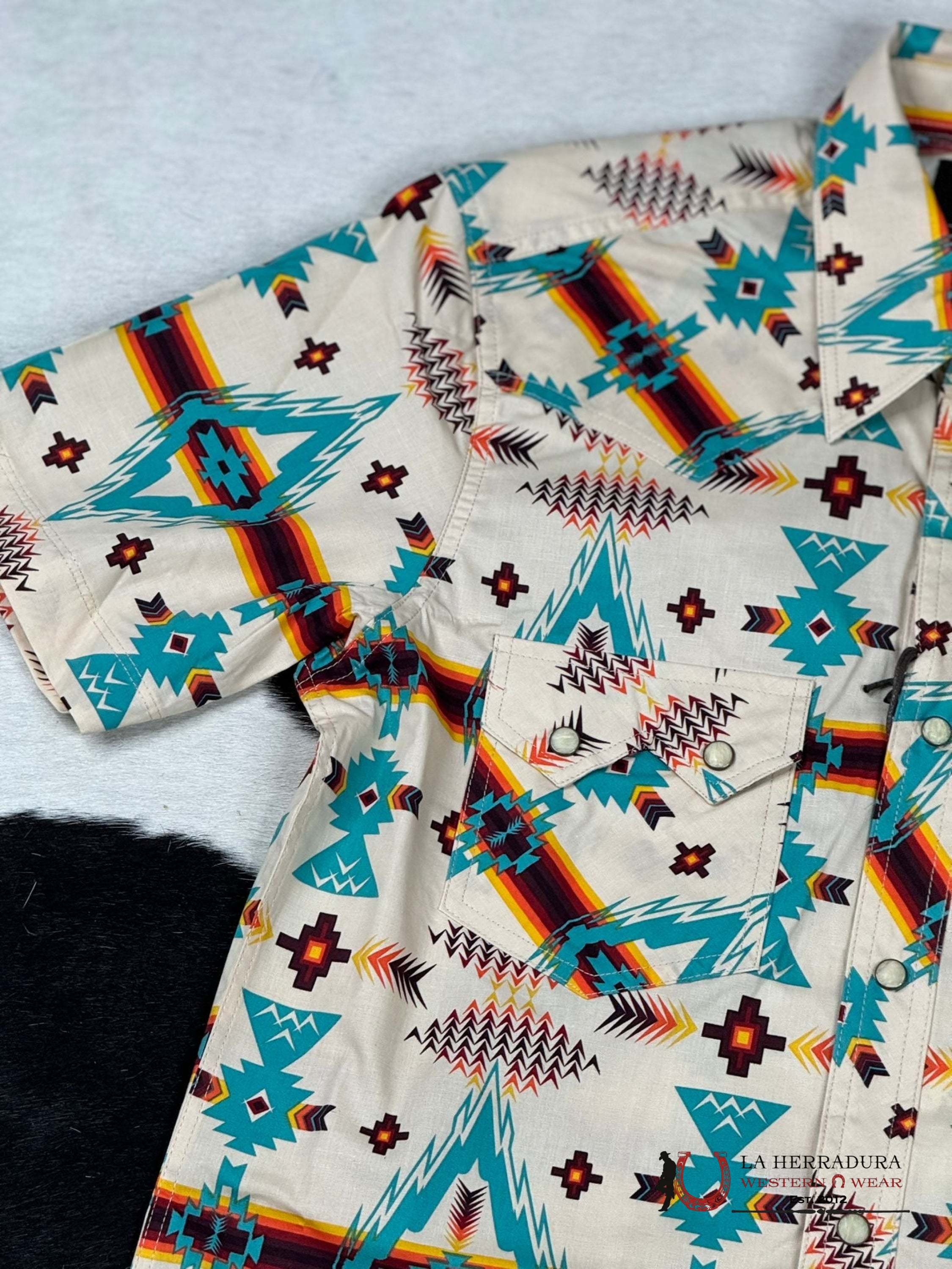 Rock&Roll Orange 2Pkt Aztec Dale Snap Short Sleeve Shirt Ropa Hombres