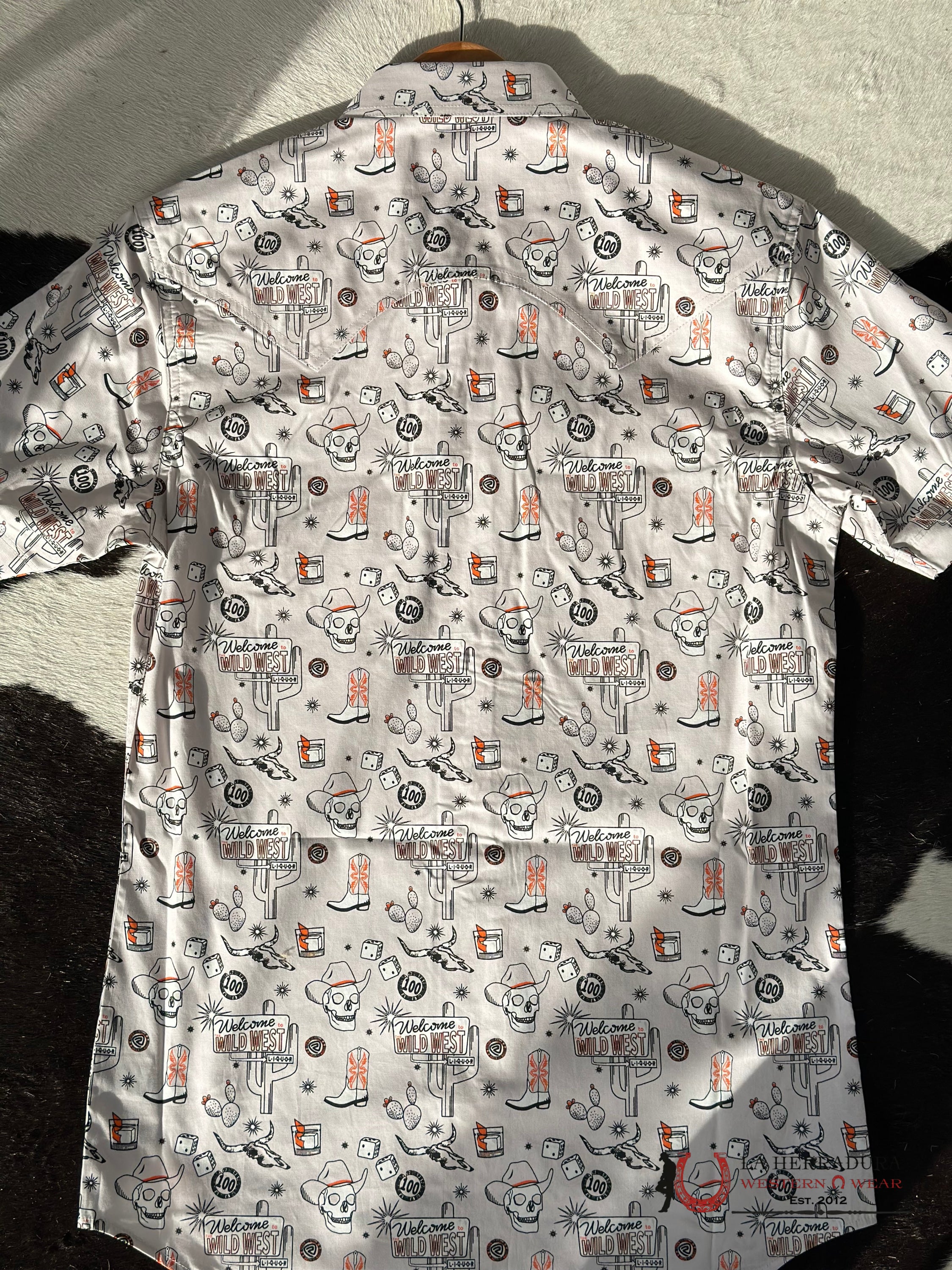 Rock&Roll Orange Tattoo Graphic Snap Short Sleeve Shirt Ropa Hombres