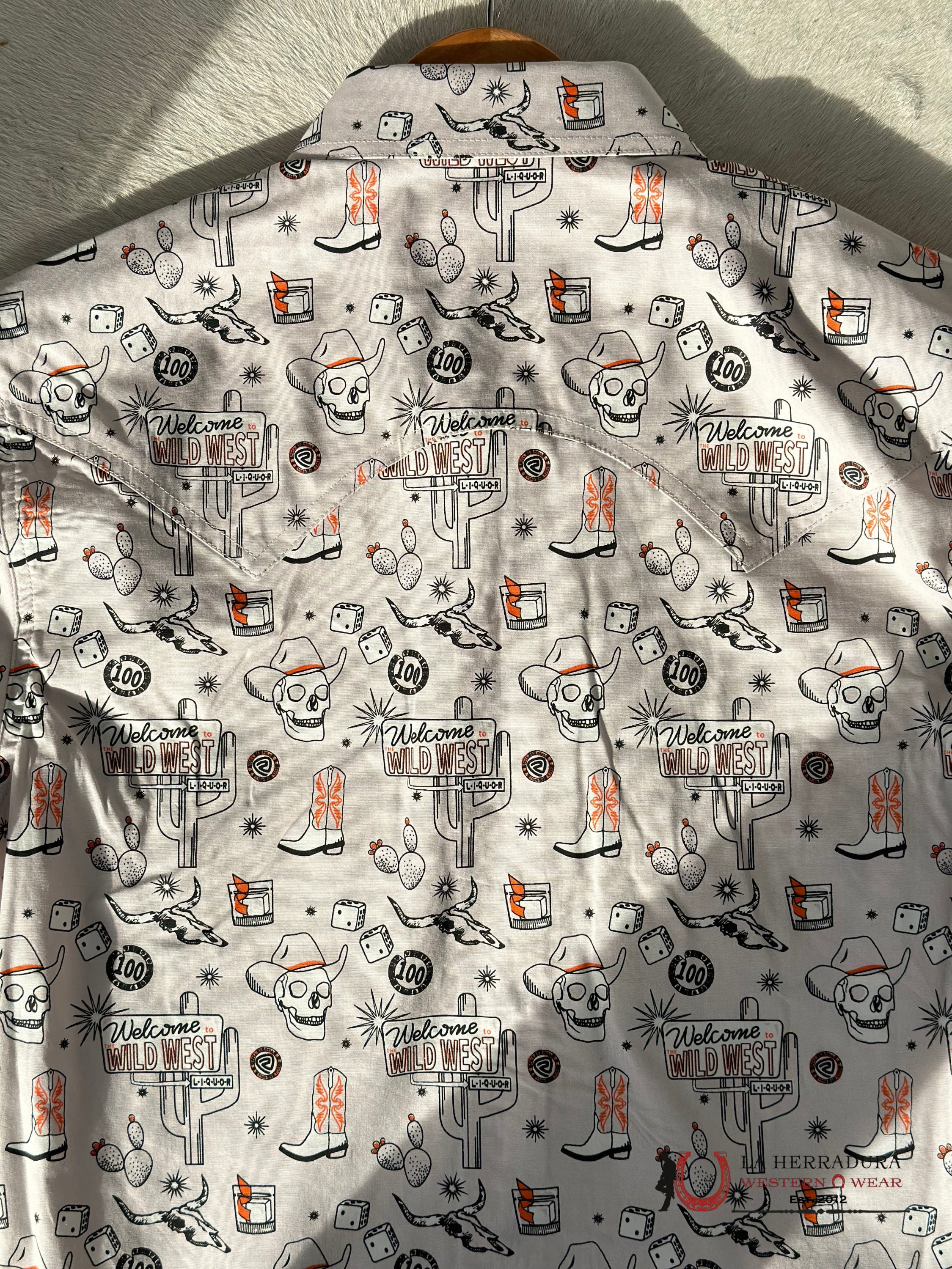 Rock&Roll Orange Tattoo Graphic Snap Short Sleeve Shirt Ropa Hombres