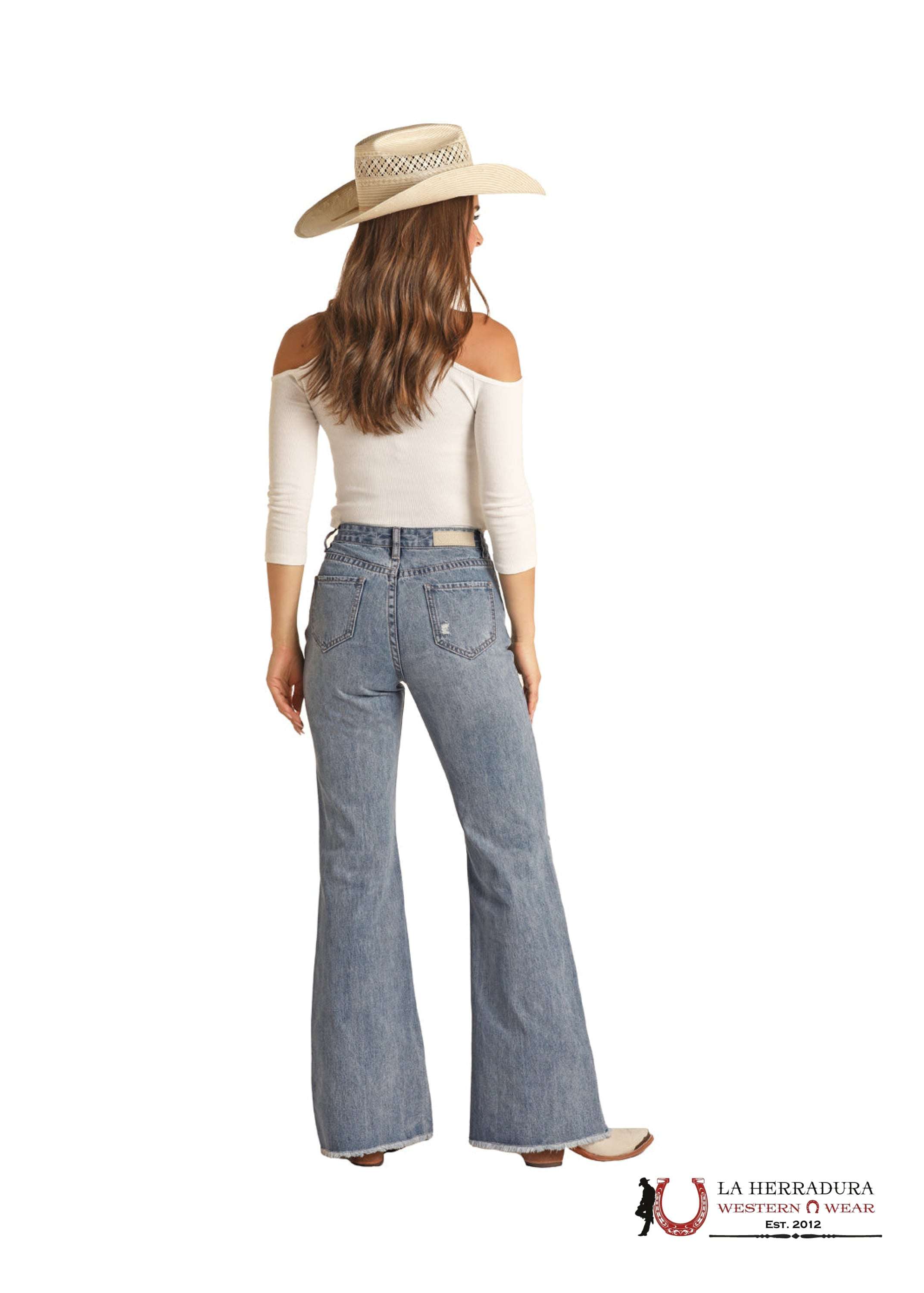 ROCK&ROLL PALAZZO FARE LIGHT WASH RRWD8HR0SH ROCK&ROLL JEANS WOMEN