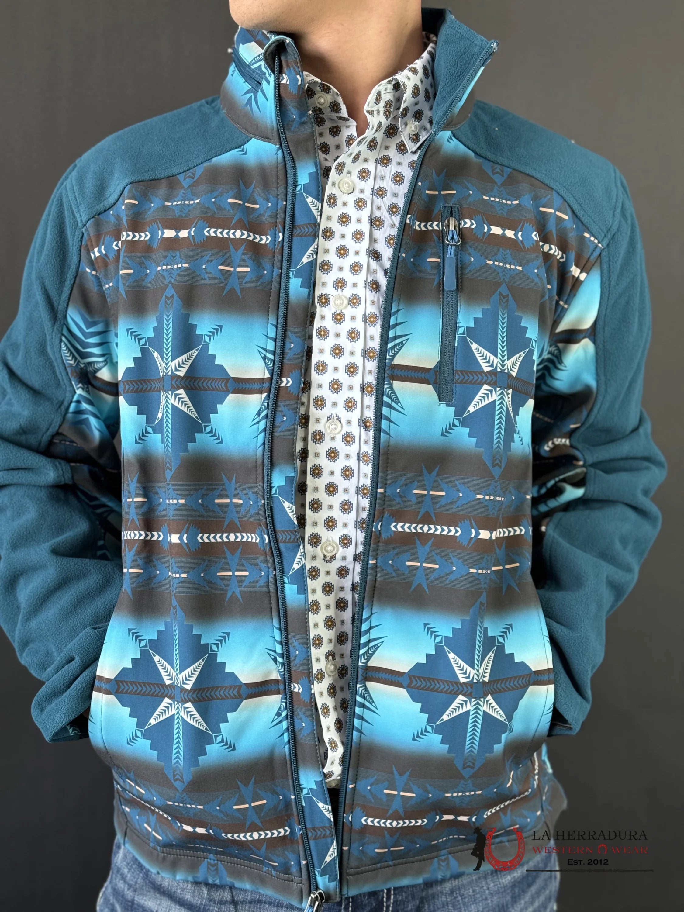 Rock & Roll Peacock Aztec Printed Softshell Jacket Ropa Hombres