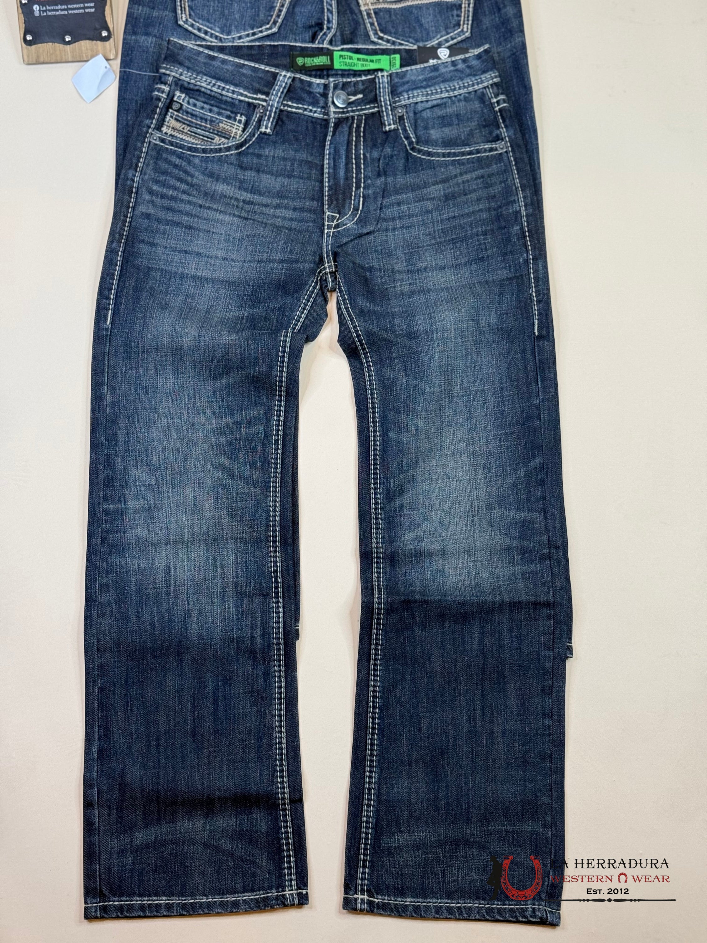 Rock&Roll Pistol Straight Dark Vintage Regular Fit Boot Jeans Ropa Hombres