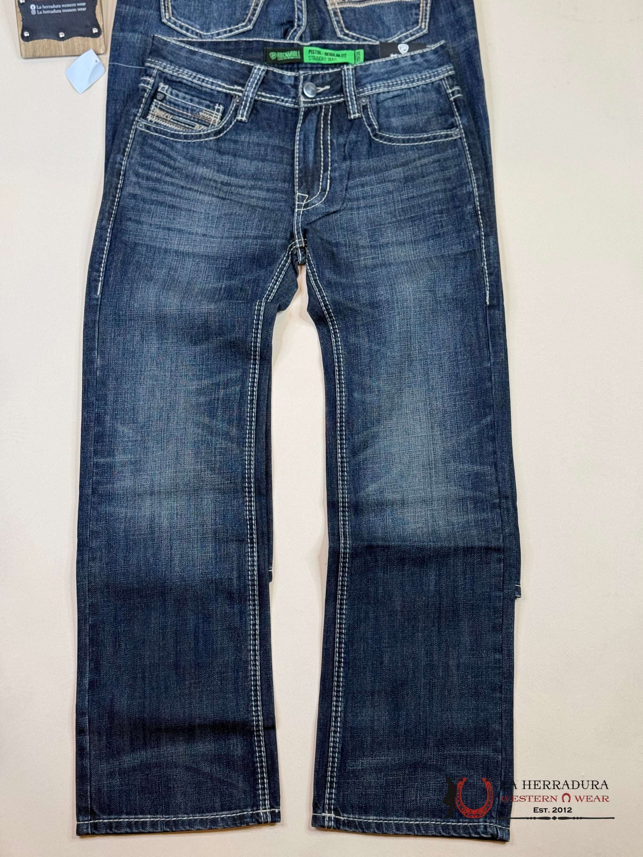 Rock&Roll Pistol Straight Dark Vintage Regular Fit Boot Jeans Ropa Hombres