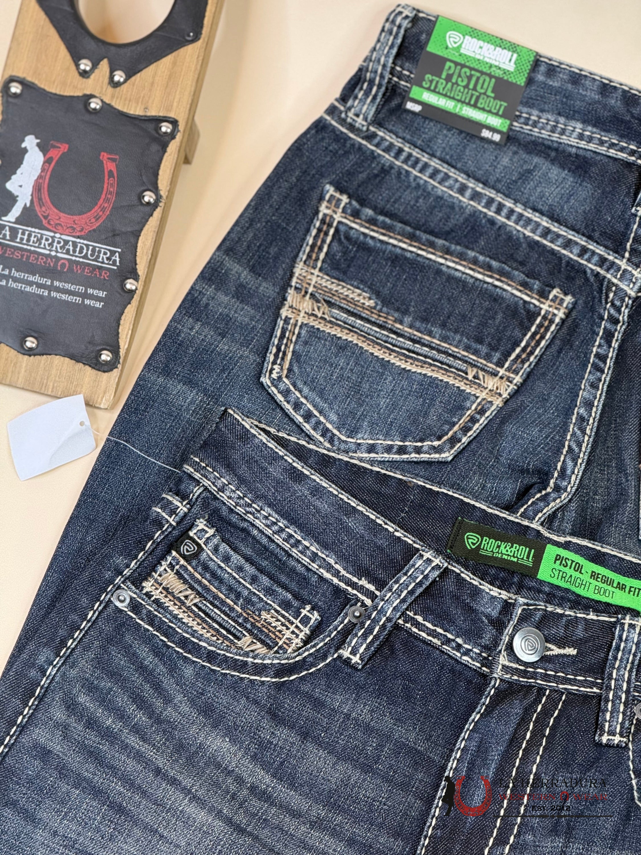 Rock&Roll Pistol Straight Dark Vintage Regular Fit Boot Jeans Ropa Hombres