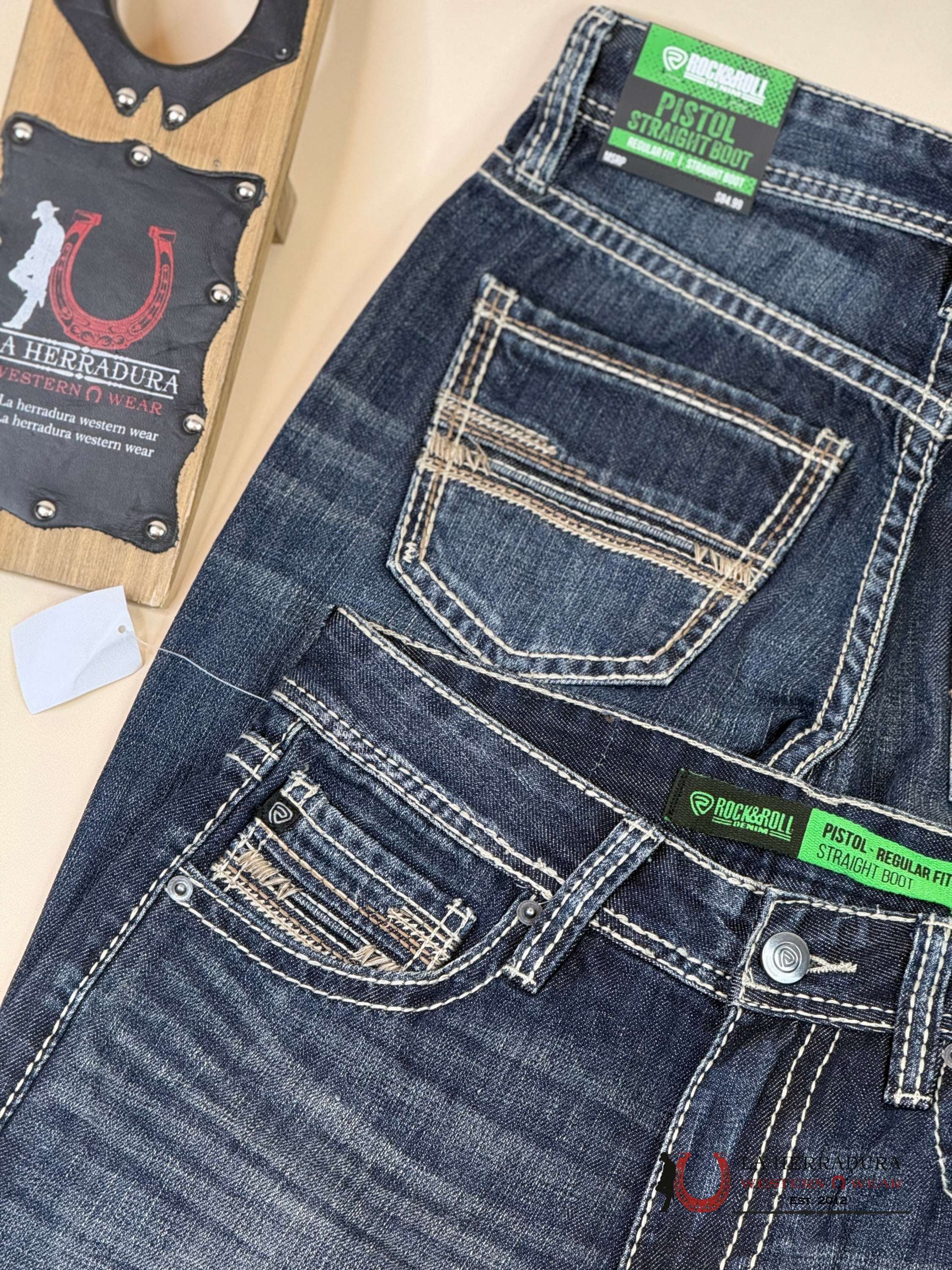 Rock&Roll Pistol Straight Dark Vintage Regular Fit Boot Jeans Ropa Hombres