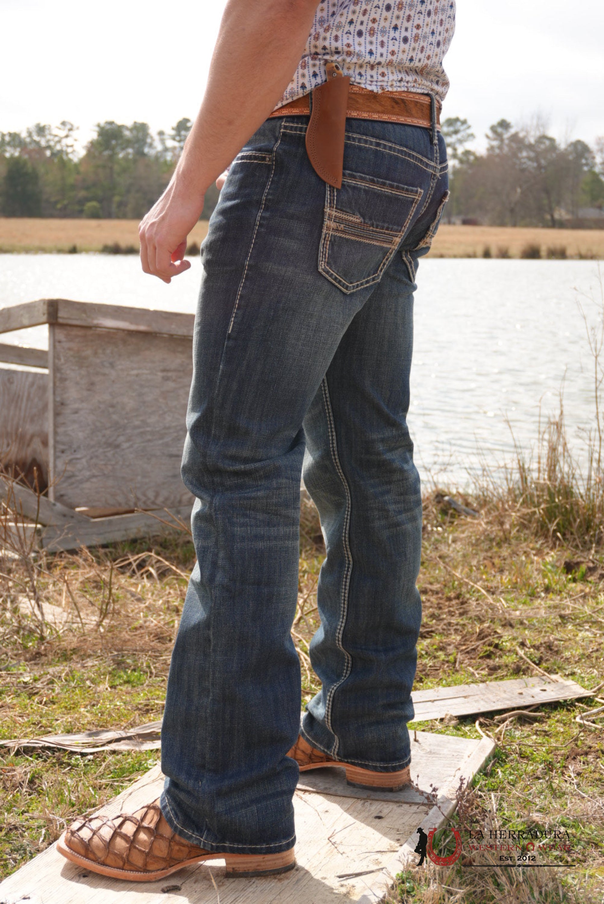 ROCK&ROLL PISTOL STRAIGHT DARK VINTAGE REGULAR FIT STRAIGHT BOOT JEANS ROPA HOMBRES