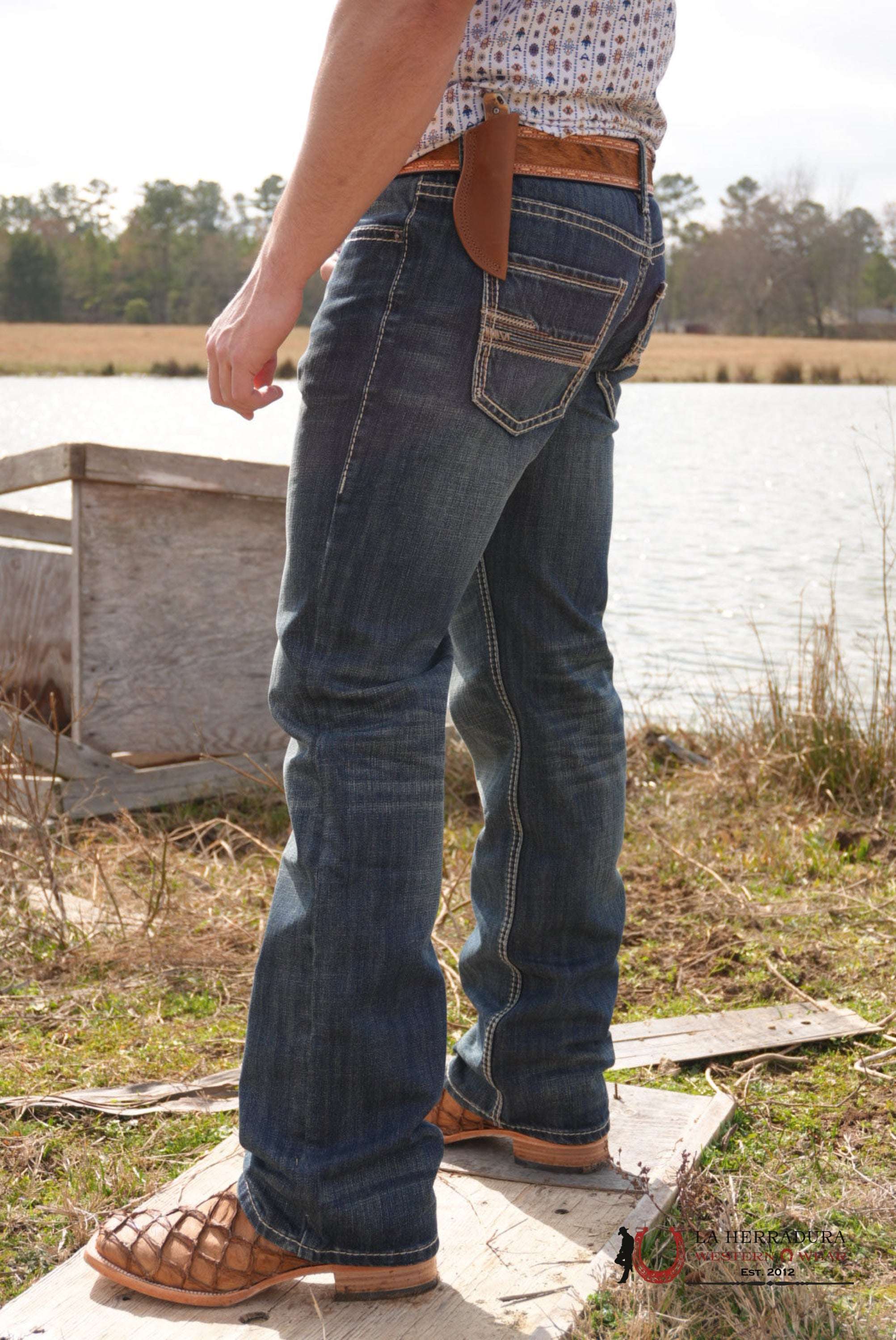 ROCK&ROLL PISTOL STRAIGHT DARK VINTAGE REGULAR FIT STRAIGHT BOOT JEANS ROPA HOMBRES