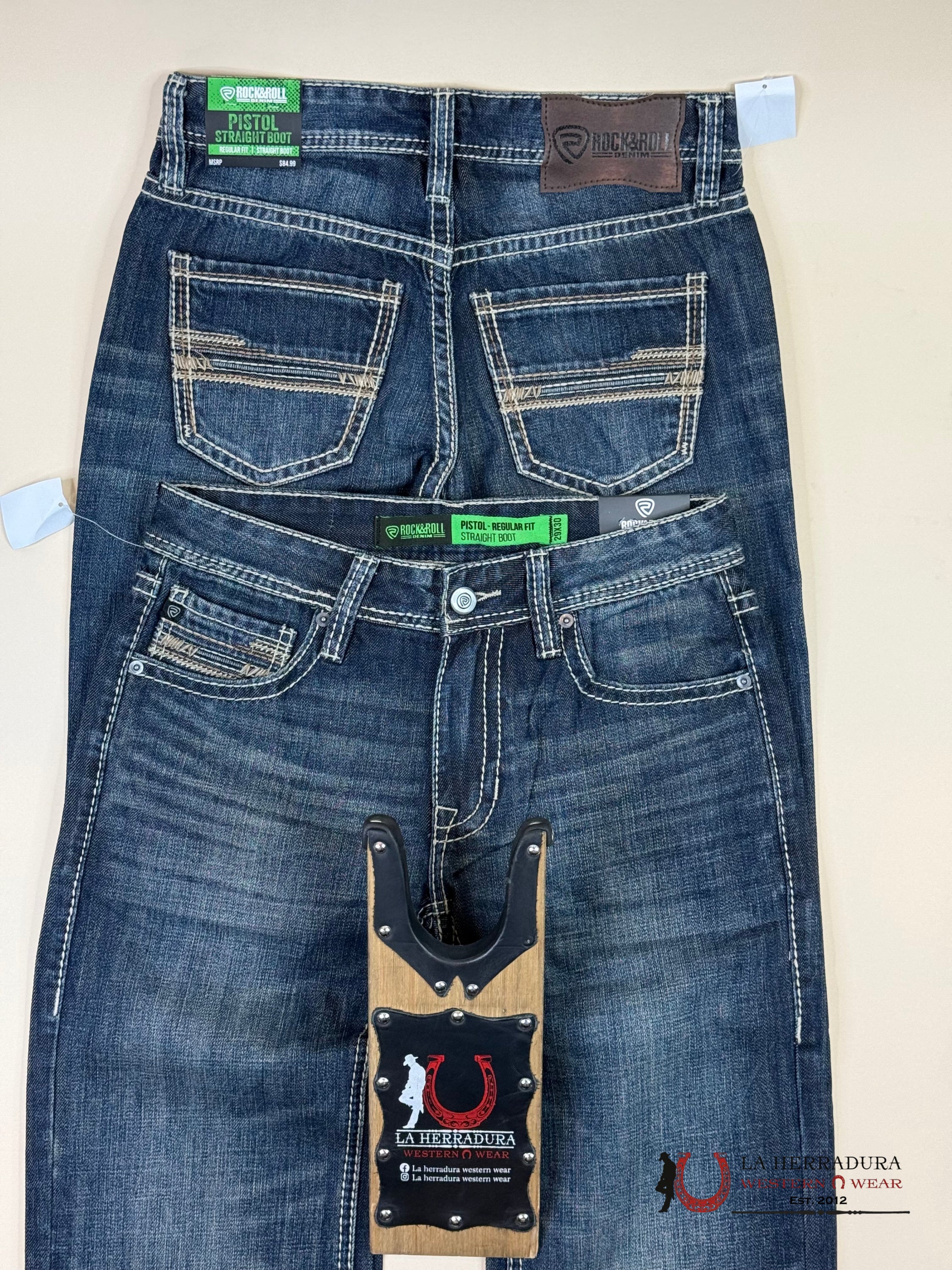 Rock&Roll Pistol Straight Dark Vintage Regular Fit Boot Jeans Ropa Hombres