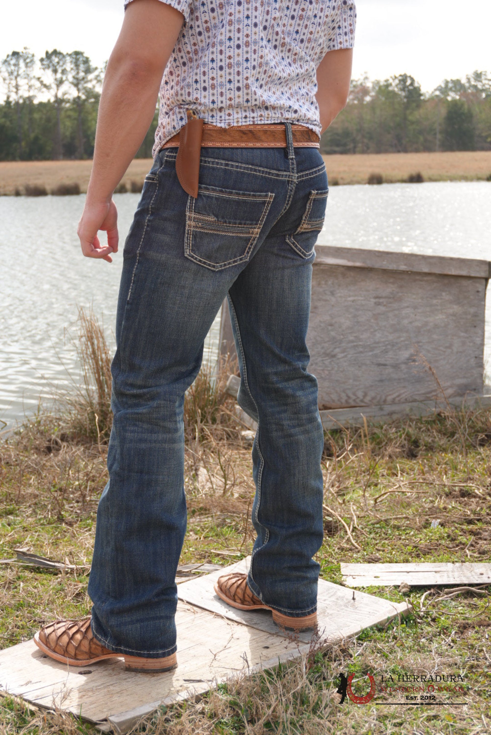 ROCK&ROLL PISTOL STRAIGHT DARK VINTAGE REGULAR FIT STRAIGHT BOOT JEANS ROPA HOMBRES