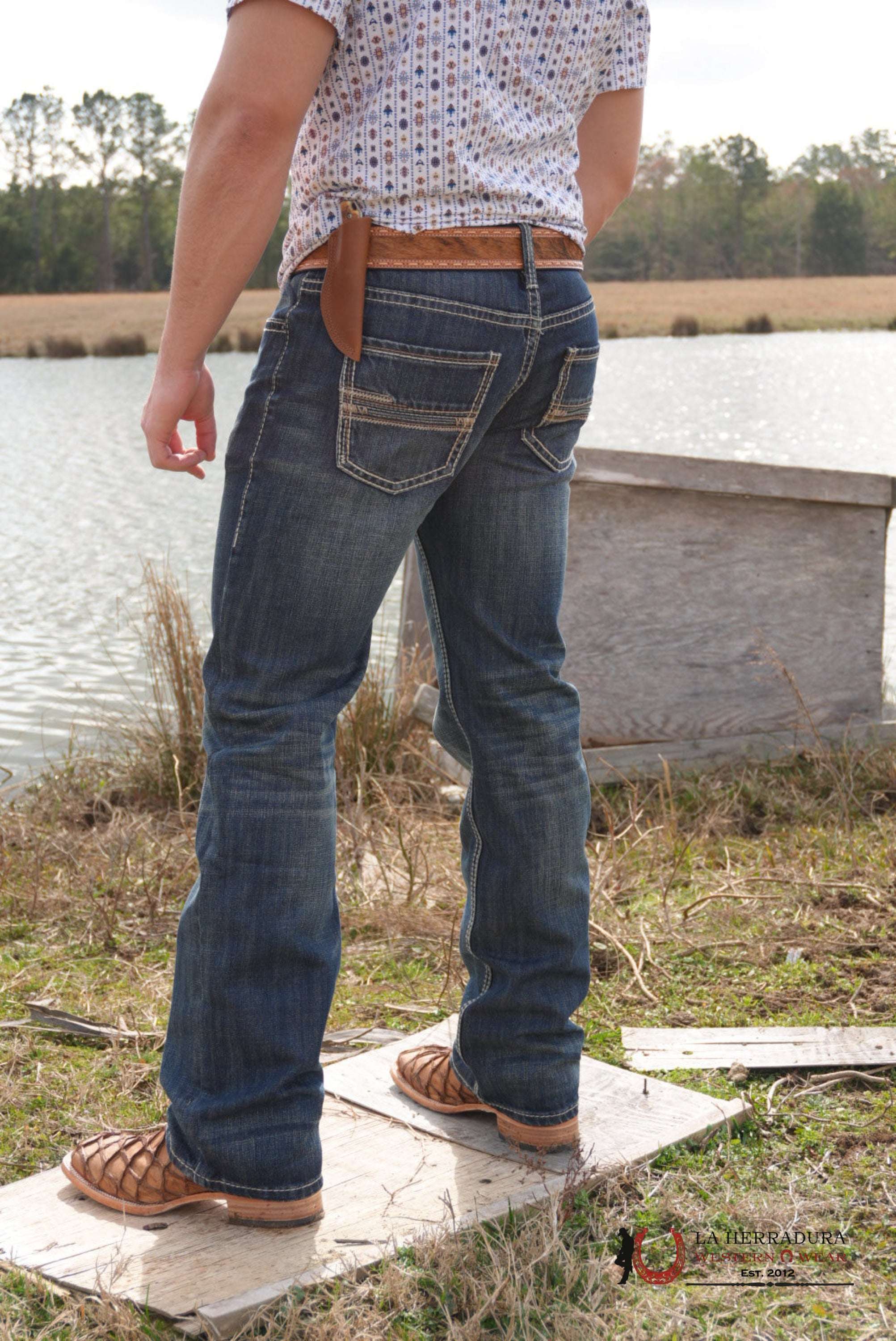 ROCK&ROLL PISTOL STRAIGHT DARK VINTAGE REGULAR FIT STRAIGHT BOOT JEANS ROPA HOMBRES