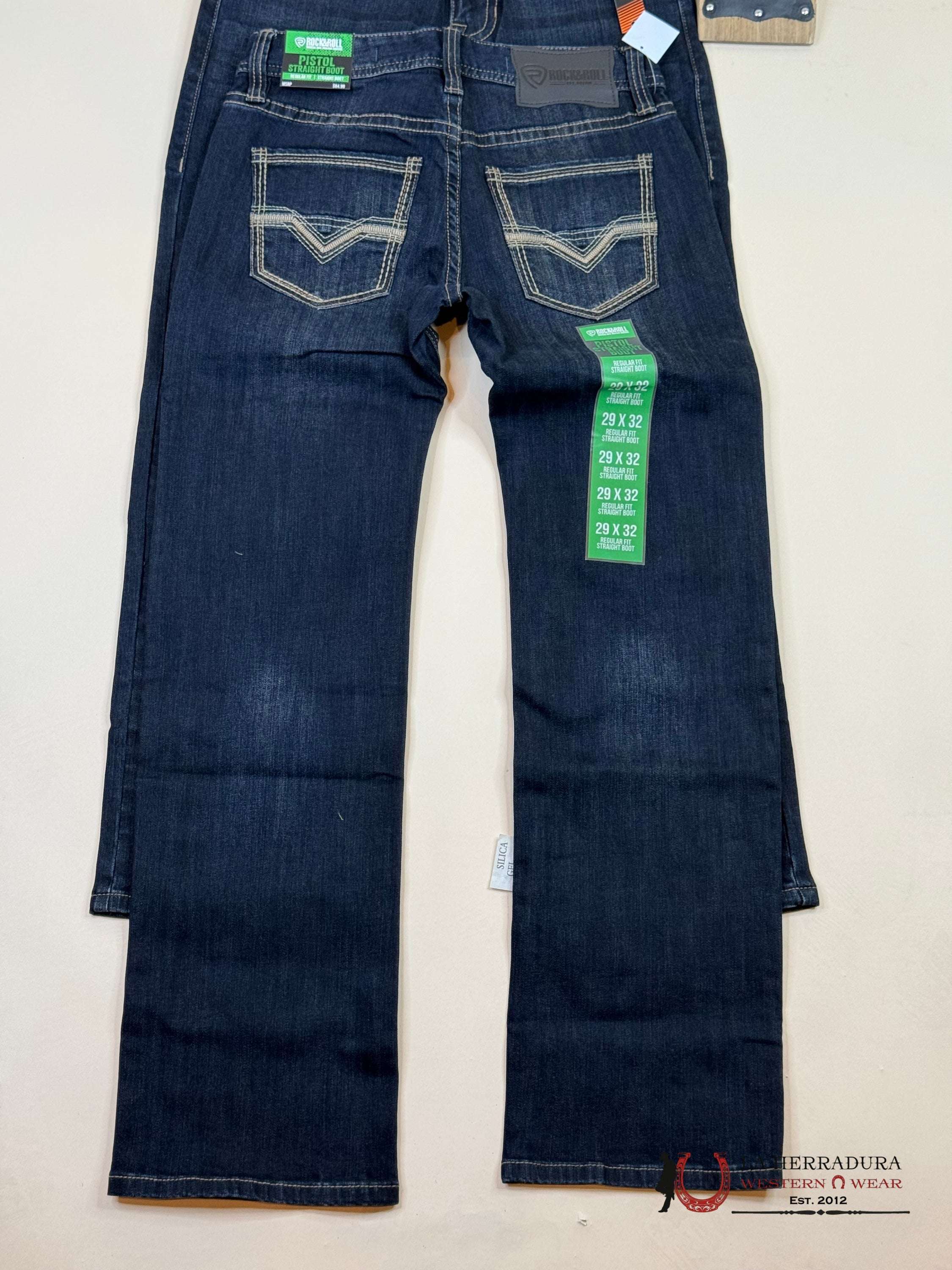 Rock&Roll Pistol Straight Dark Wash Regular Fit Boot Jeans Ropa Hombres
