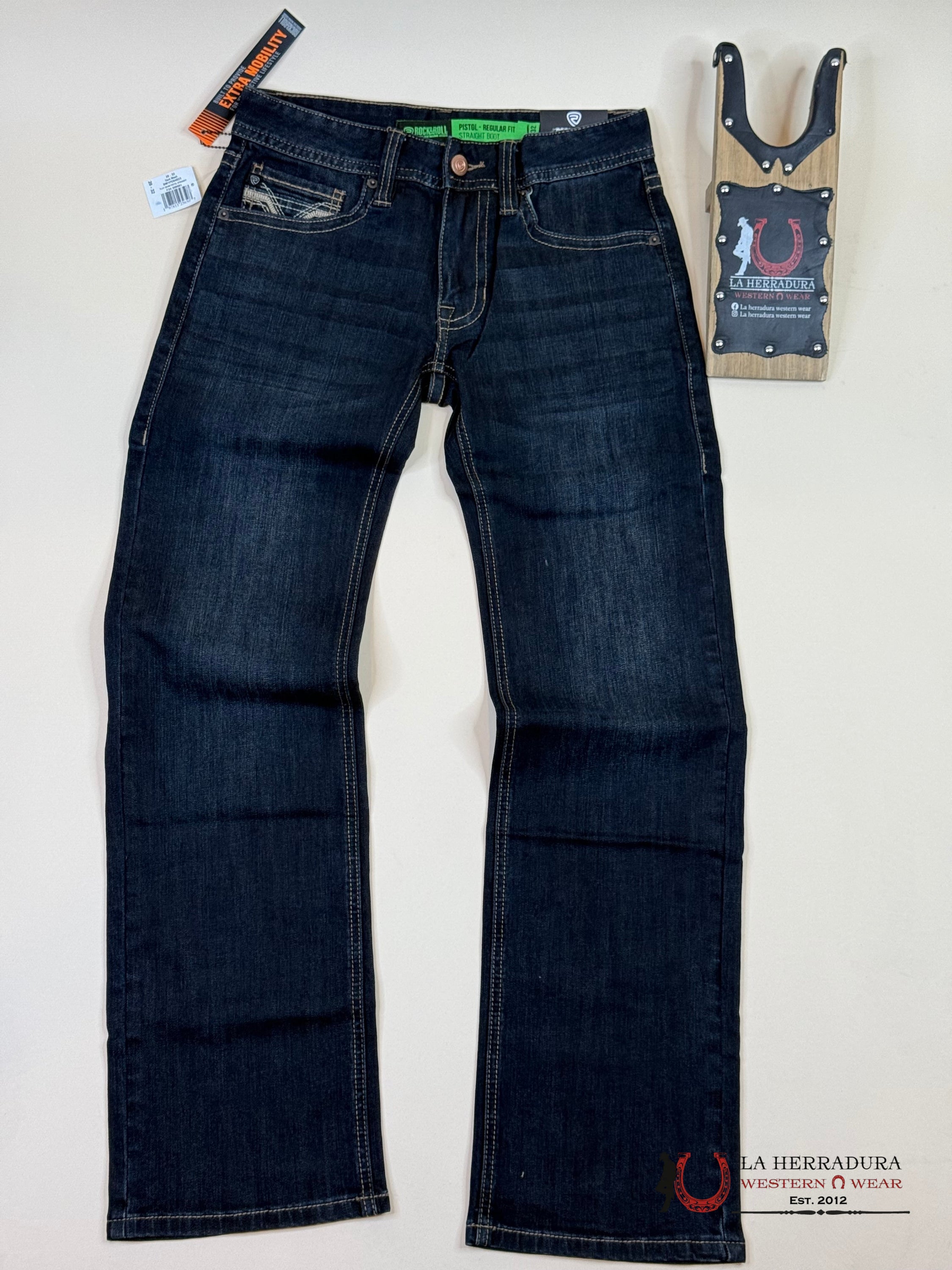 Rock&Roll Pistol Straight Dark Wash Regular Fit Boot Jeans Ropa Hombres