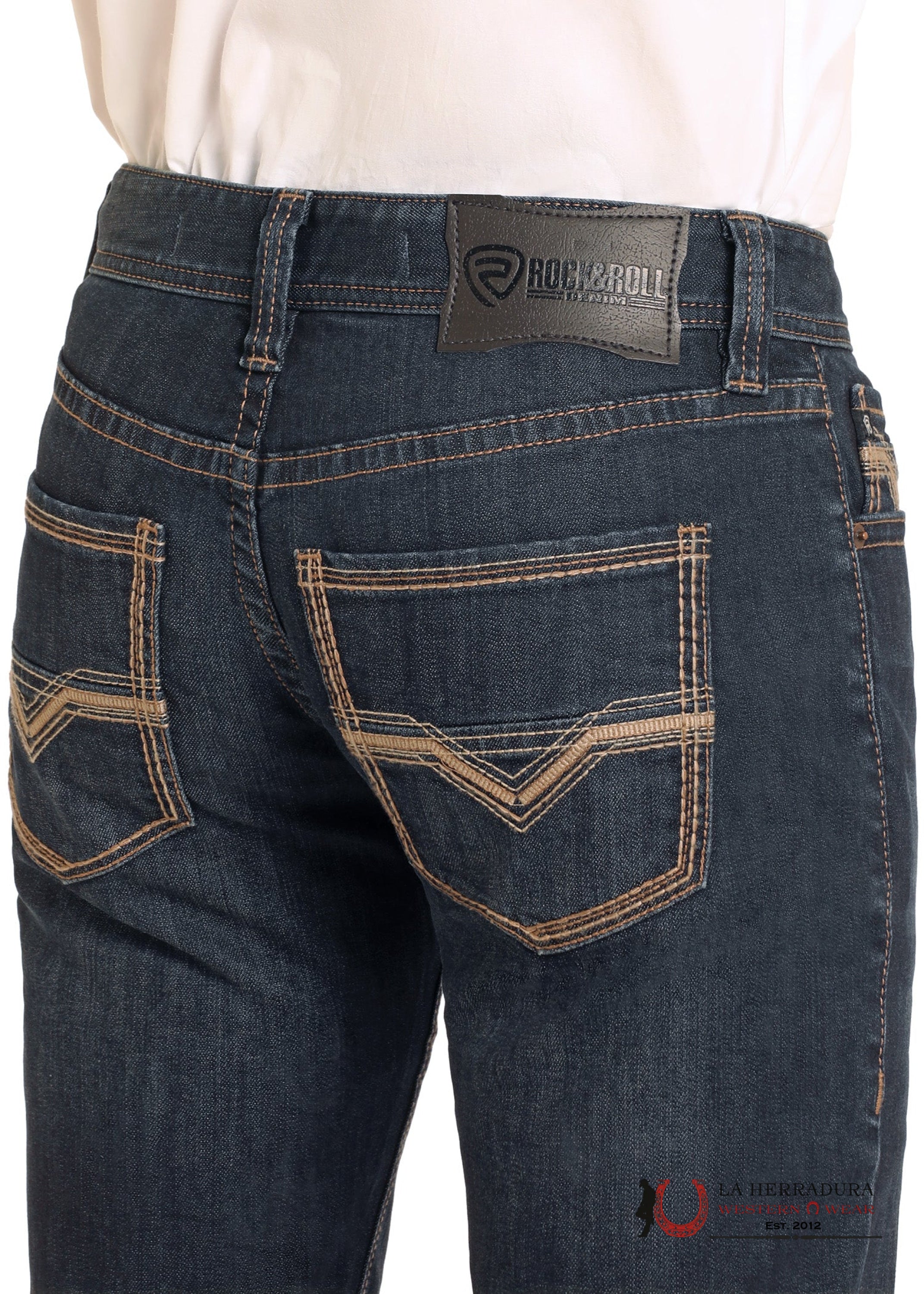 ROCK&ROLL PISTOL STRAIGHT DARK WASH REGULAR FIT STRAIGHT BOOT JEANS -BM1PD04823 ROPA HOMBRES