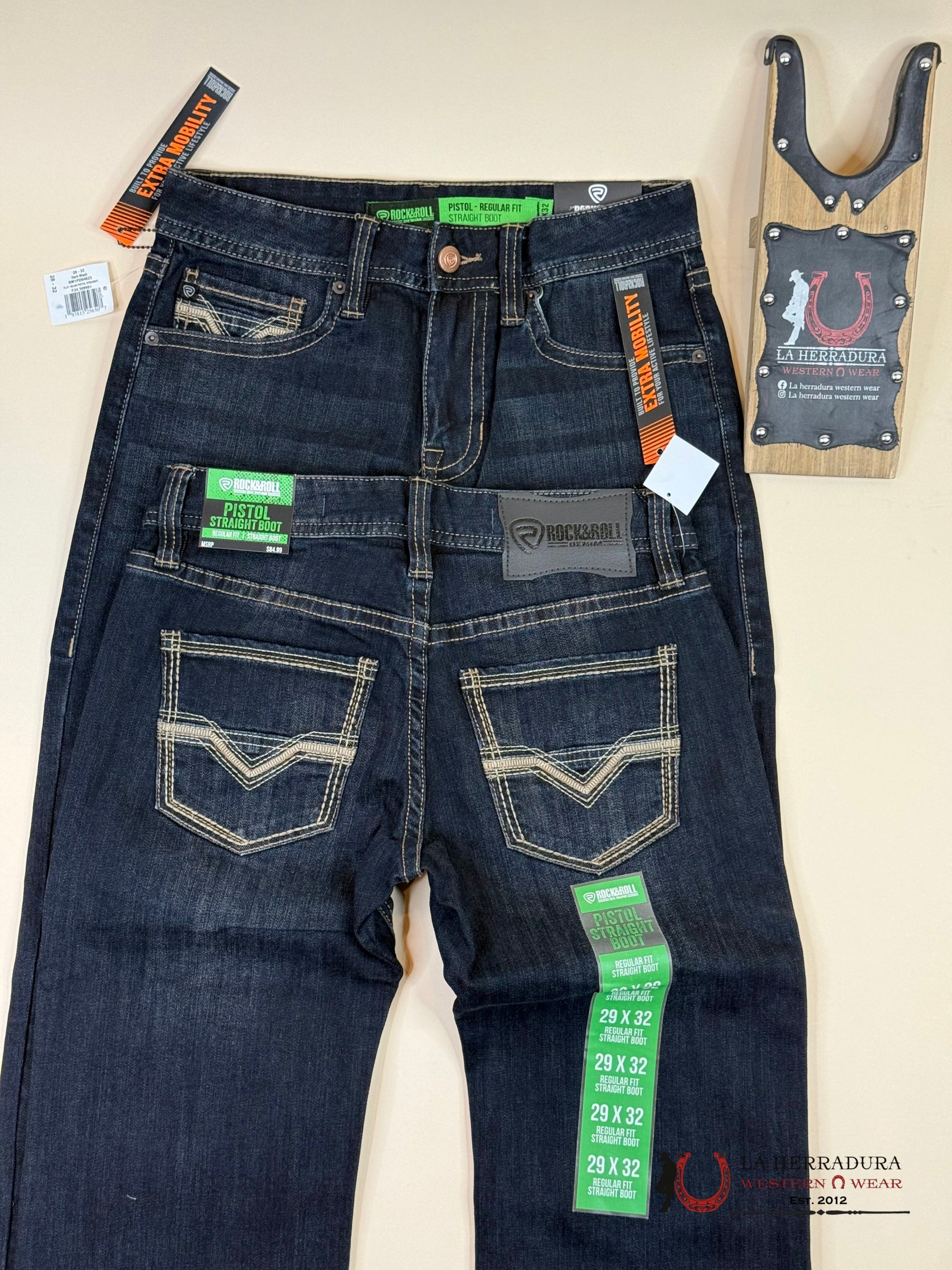 Rock&Roll Pistol Straight Dark Wash Regular Fit Boot Jeans Ropa Hombres