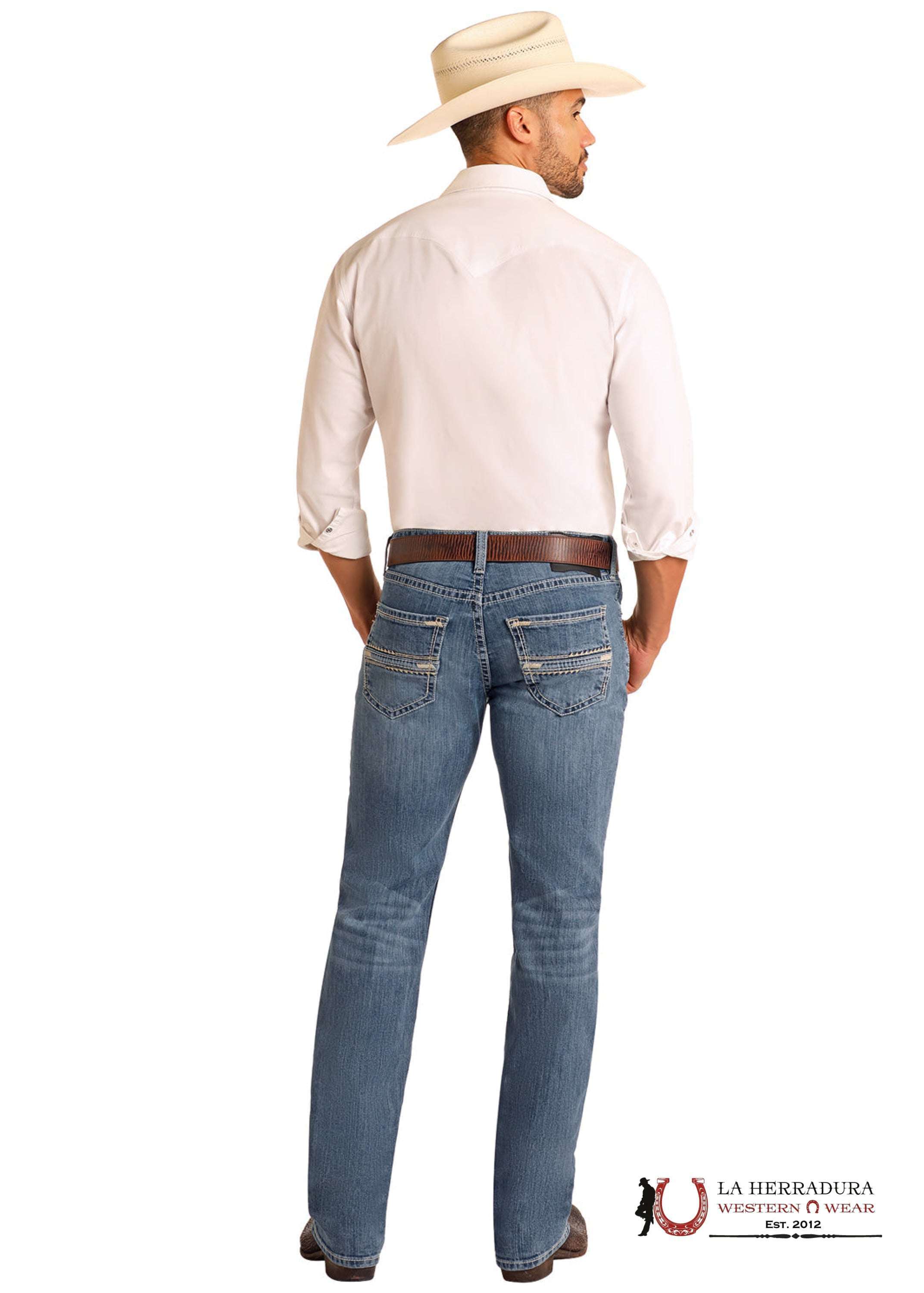 ROCK&ROLL Pistol Stackable Medium Vintage Boot Jeans-BMSPD06127 ROPA HOMBRES