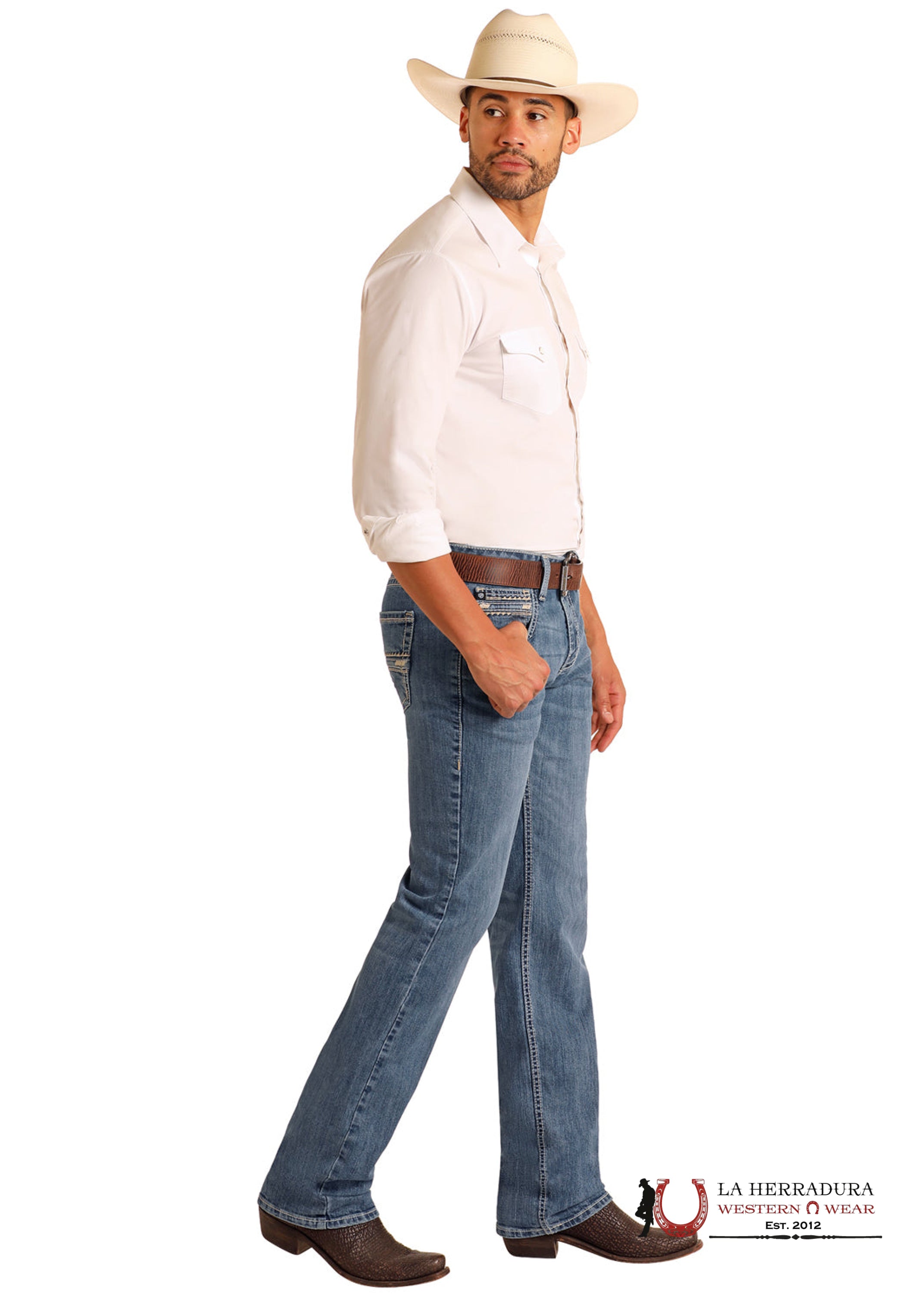 ROCK&ROLL Pistol Stackable Medium Vintage Boot Jeans-BMSPD06127 ROPA HOMBRES