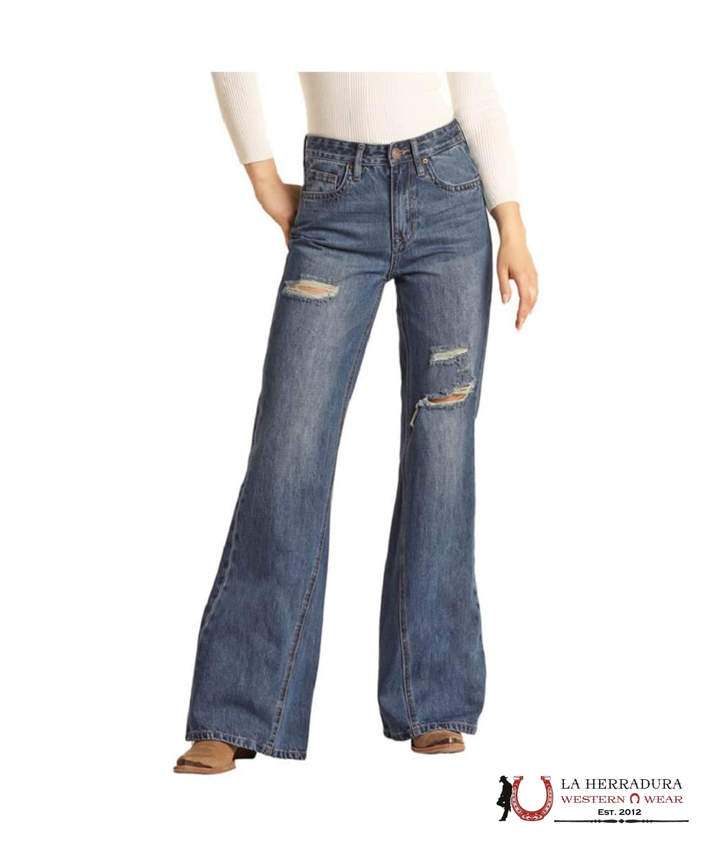 ROCK&ROLL PLAZZO FLARE MEDIUM WASH- RRWD8HR0GX ROCK&ROLL JEANS WOMEN