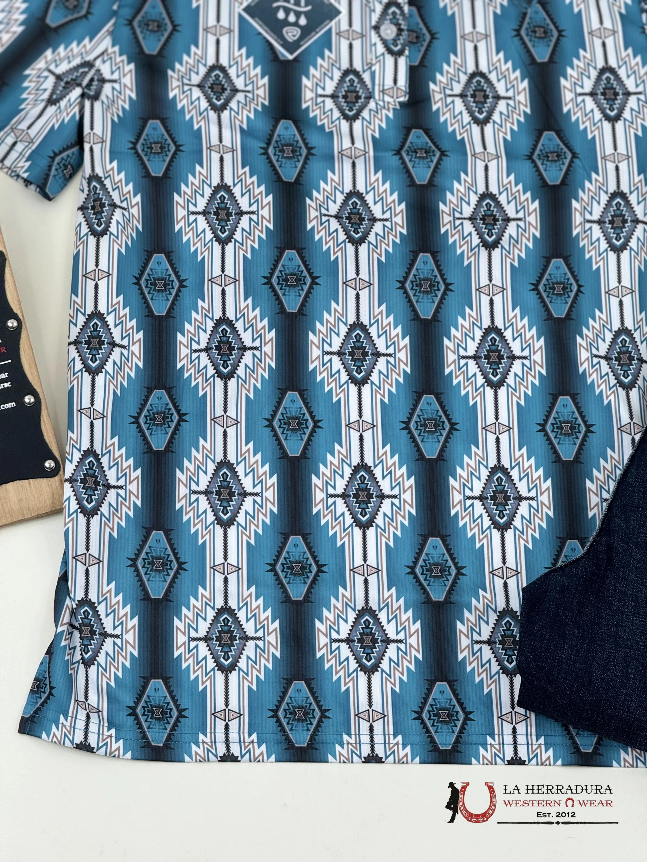 Rock&Roll Polo White Aztec Snap Short Sleeve 5030 Ropa Hombres