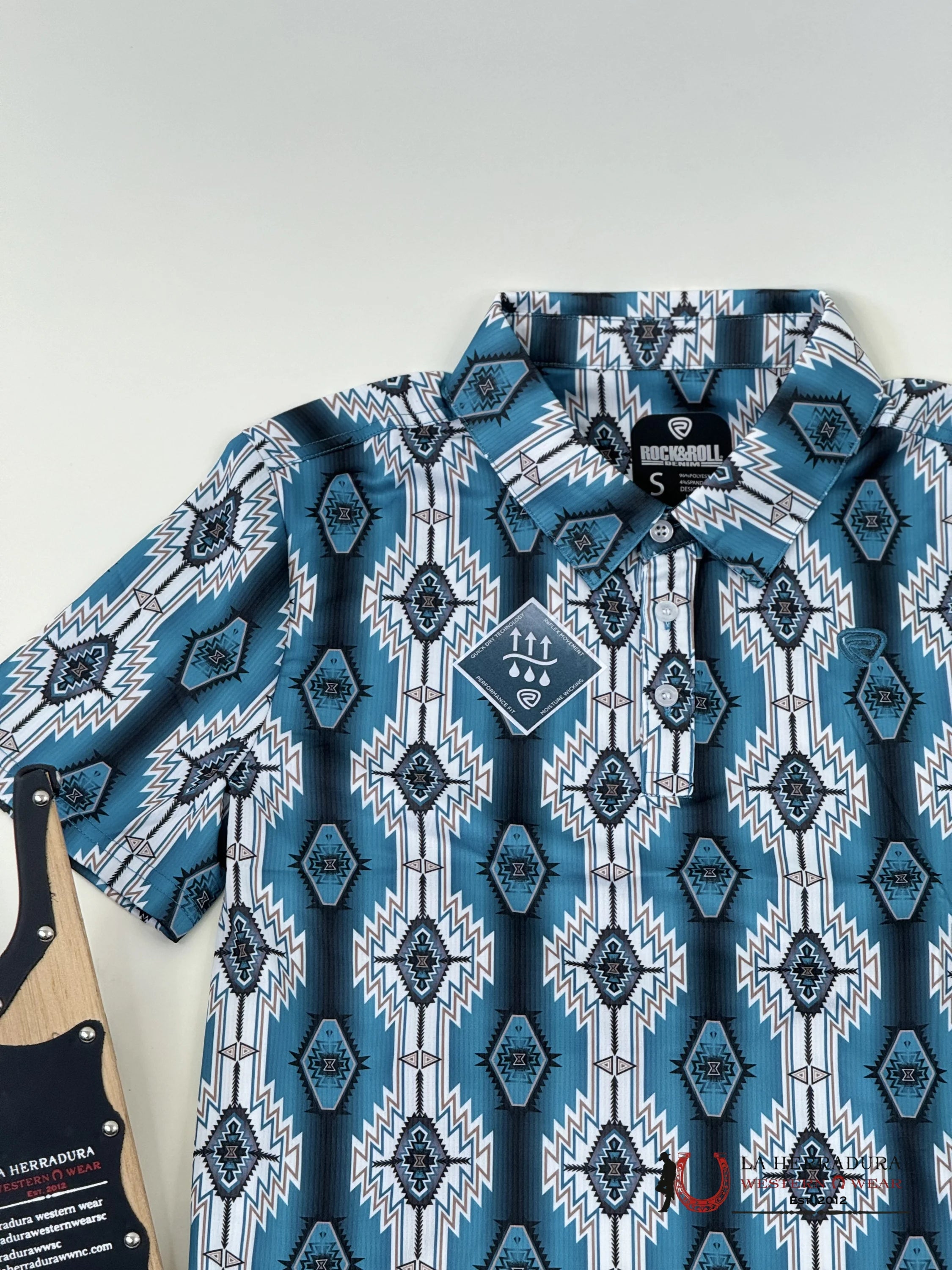 Rock&Roll Polo White Aztec Snap Short Sleeve 5030 Ropa Hombres