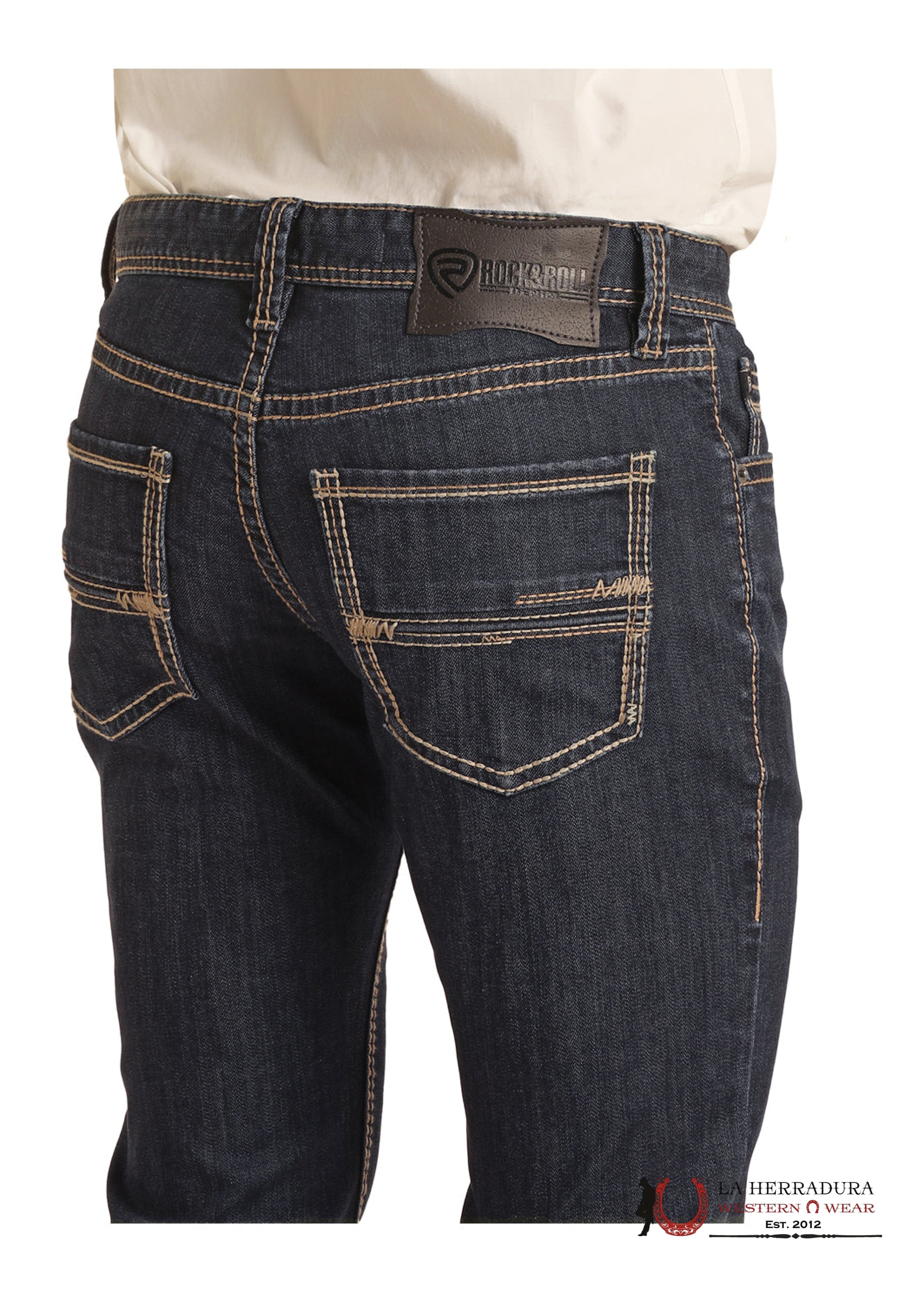 ROCK & ROLL RIFLE SKINNY STRAIGHT DARK VINTAGE BM2MD04262 ROPA HOMBRES