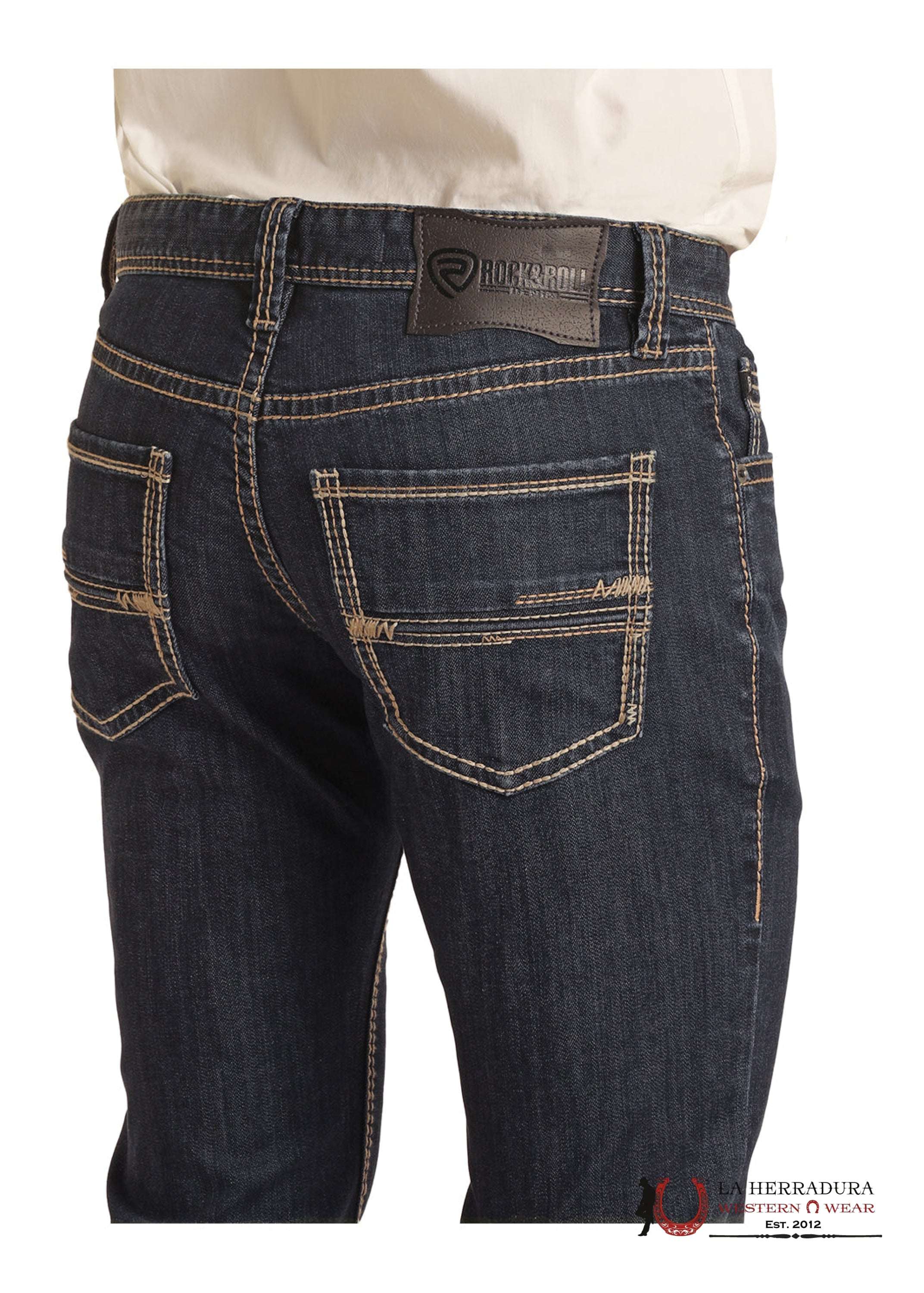 ROCK & ROLL RIFLE SKINNY STRAIGHT DARK VINTAGE BM2MD04262 ROPA HOMBRES