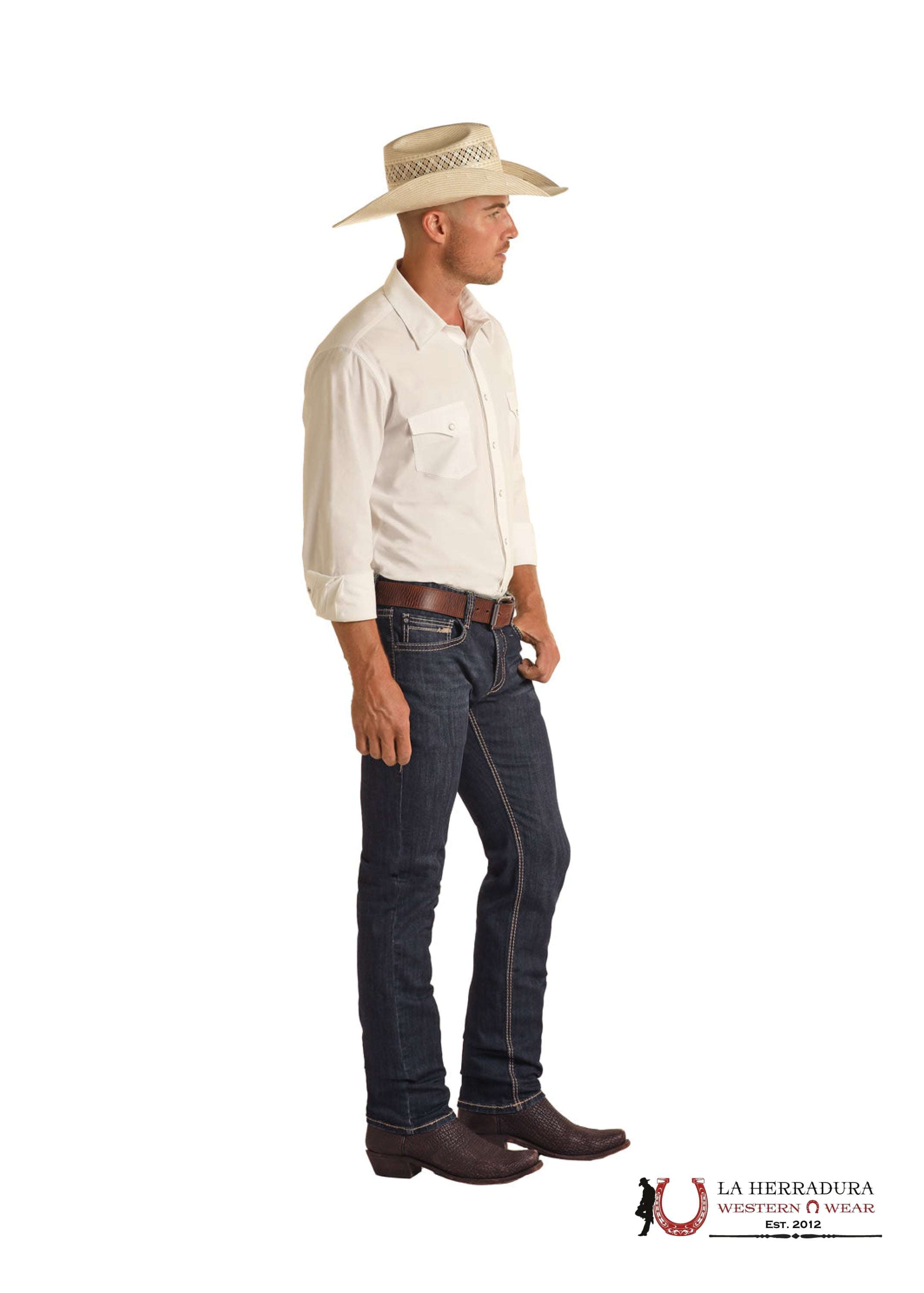 ROCK & ROLL RIFLE SKINNY STRAIGHT DARK VINTAGE BM2MD04262 ROPA HOMBRES