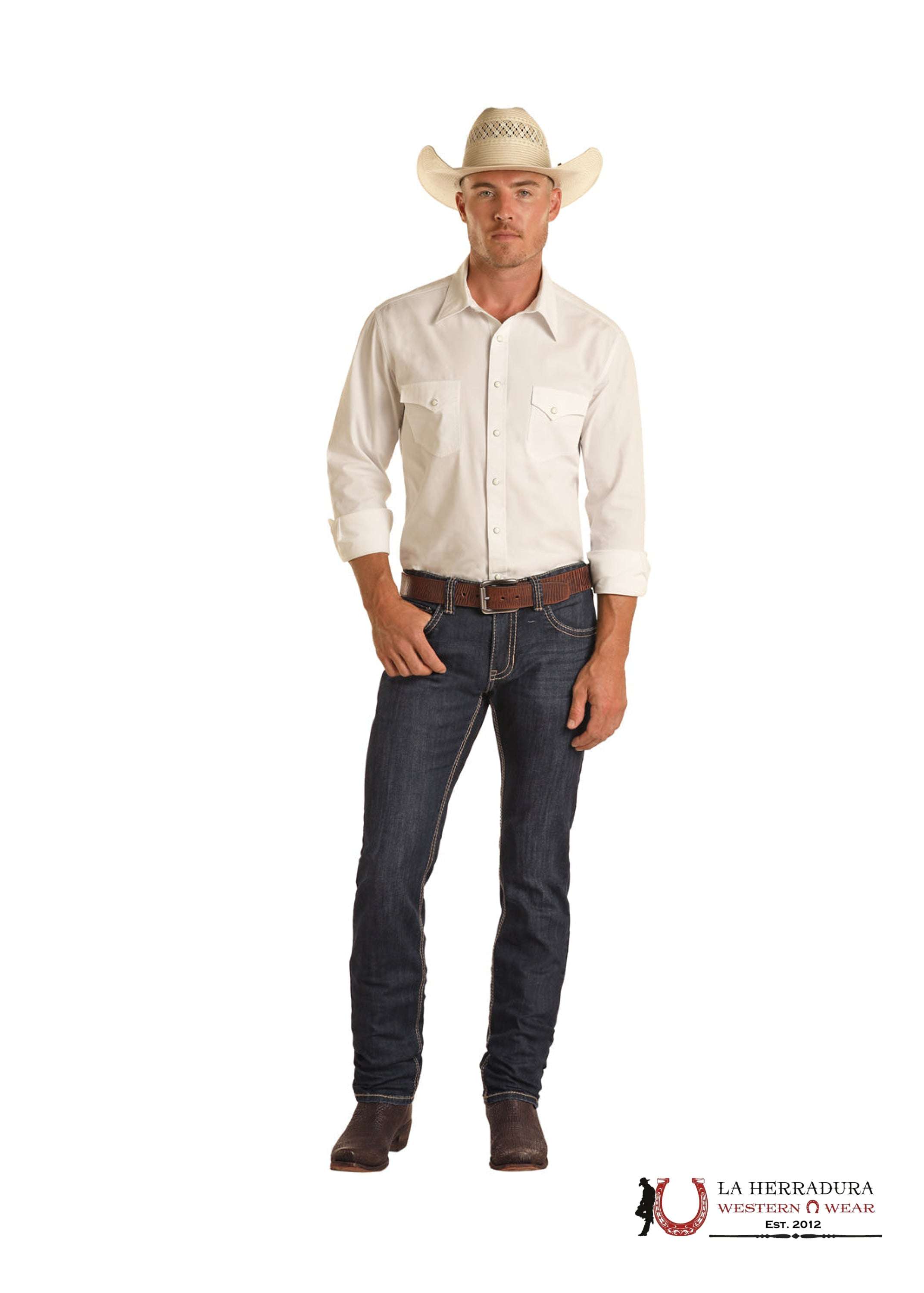 ROCK & ROLL RIFLE SKINNY STRAIGHT DARK VINTAGE BM2MD04262 ROPA HOMBRES