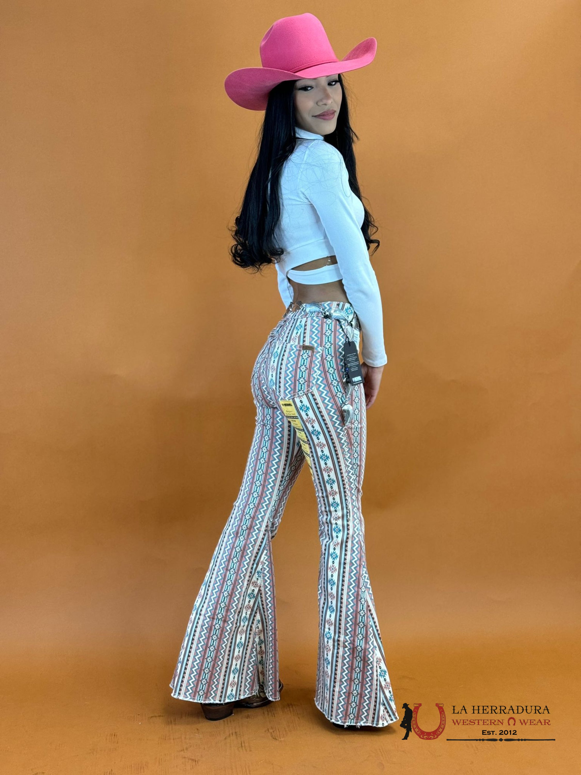 Rock&Roll Rose/Mauve Stripe Aztec Bell Bottom 3952 Jeans Women