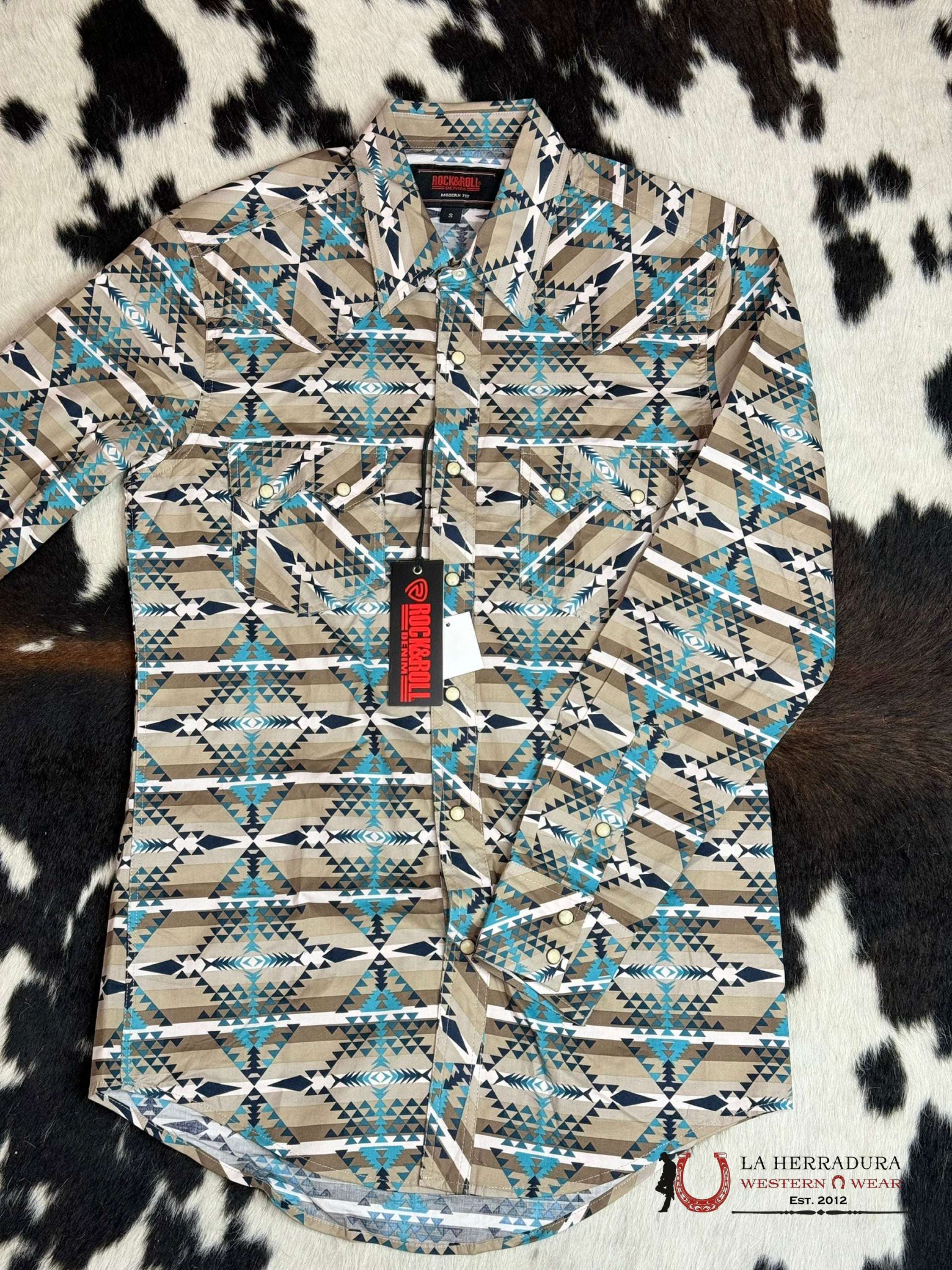 Rock&Roll Shirt Aztec Stripe Snap Ropa Hombres
