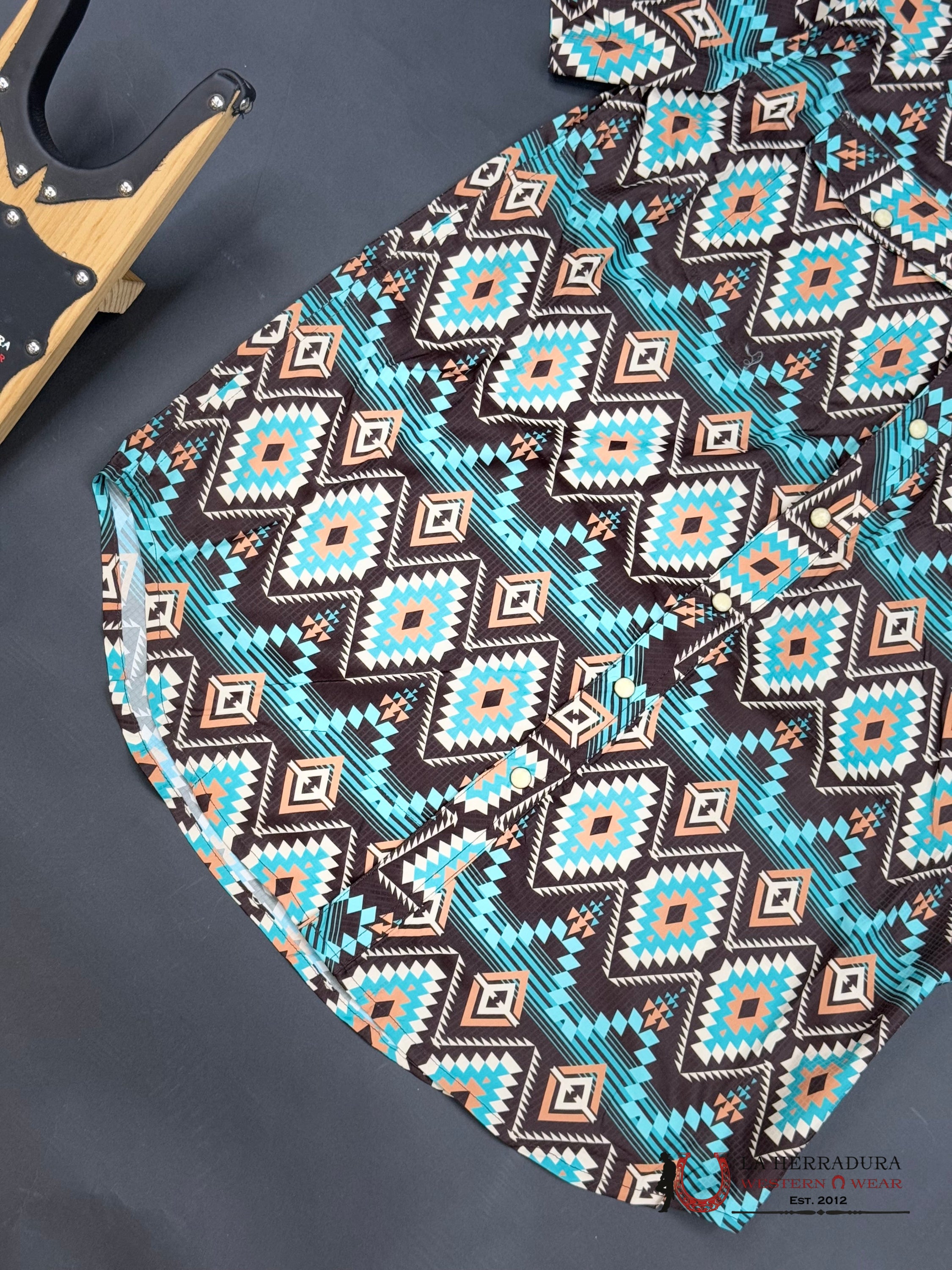 Rock&Roll Short Sleeve Dark Brown Aztec Print Ropa Hombres