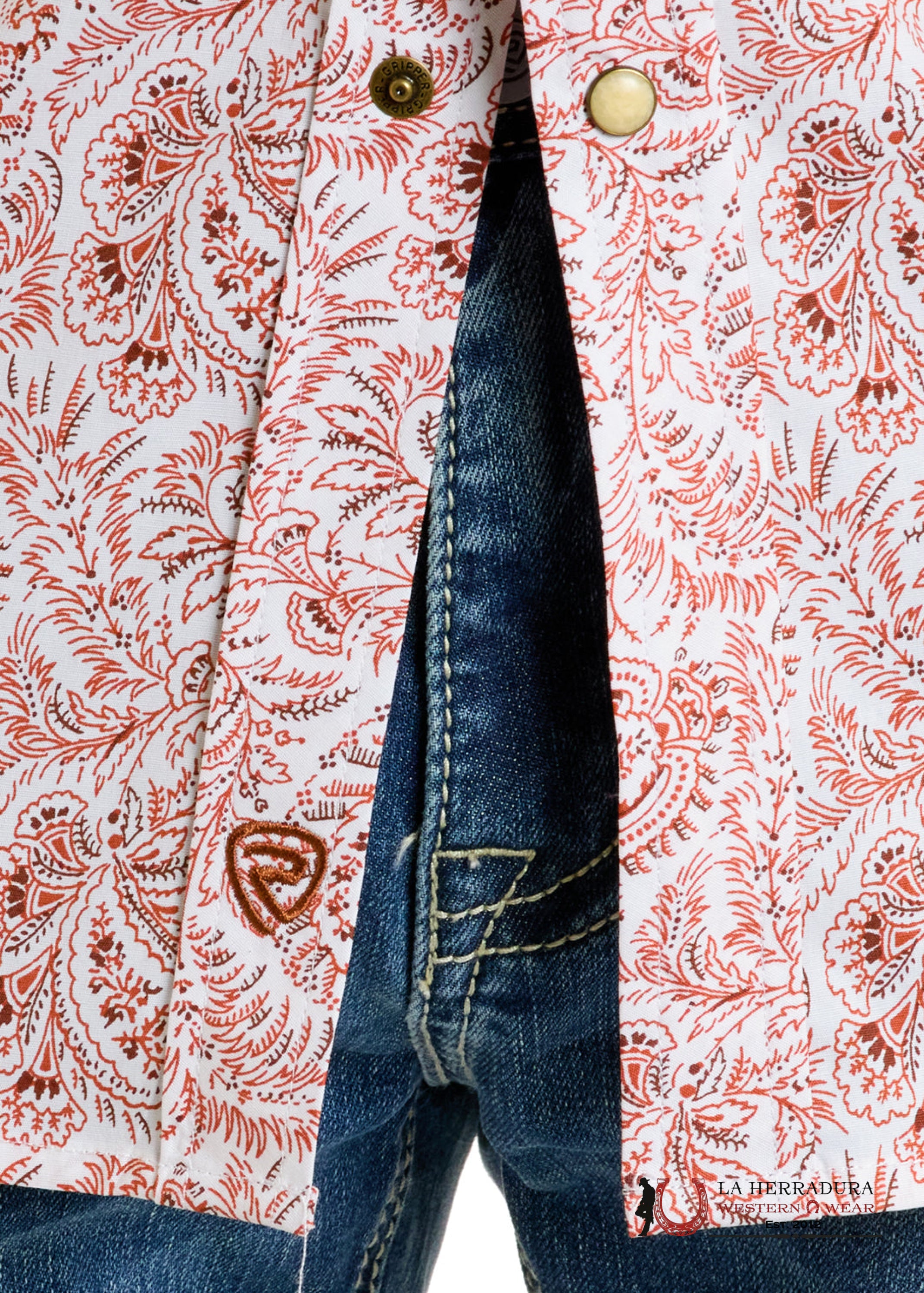 ROCK&ROLL SHORT SLEEVE SHIRT AZTEC STRIPE PRINT BUTTON UP - BMN3S06496 ROPA HOMBRES