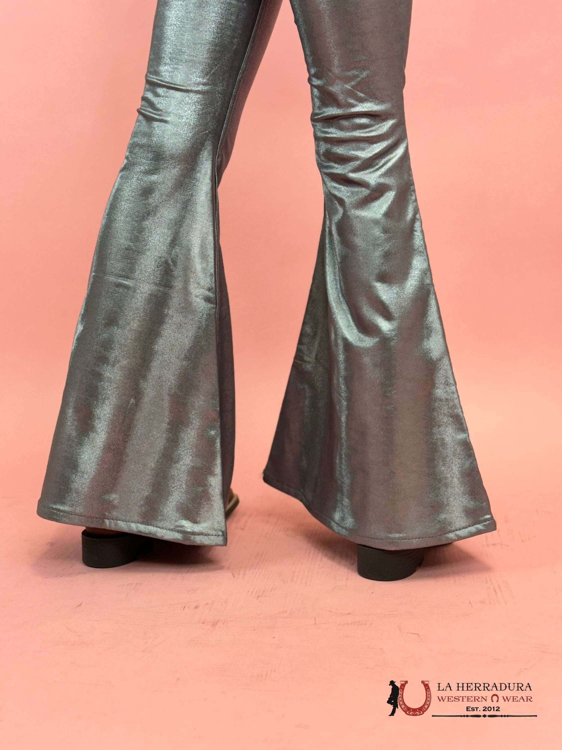 Rock&Roll Silver High Rise Bell Bottom Jeans Women