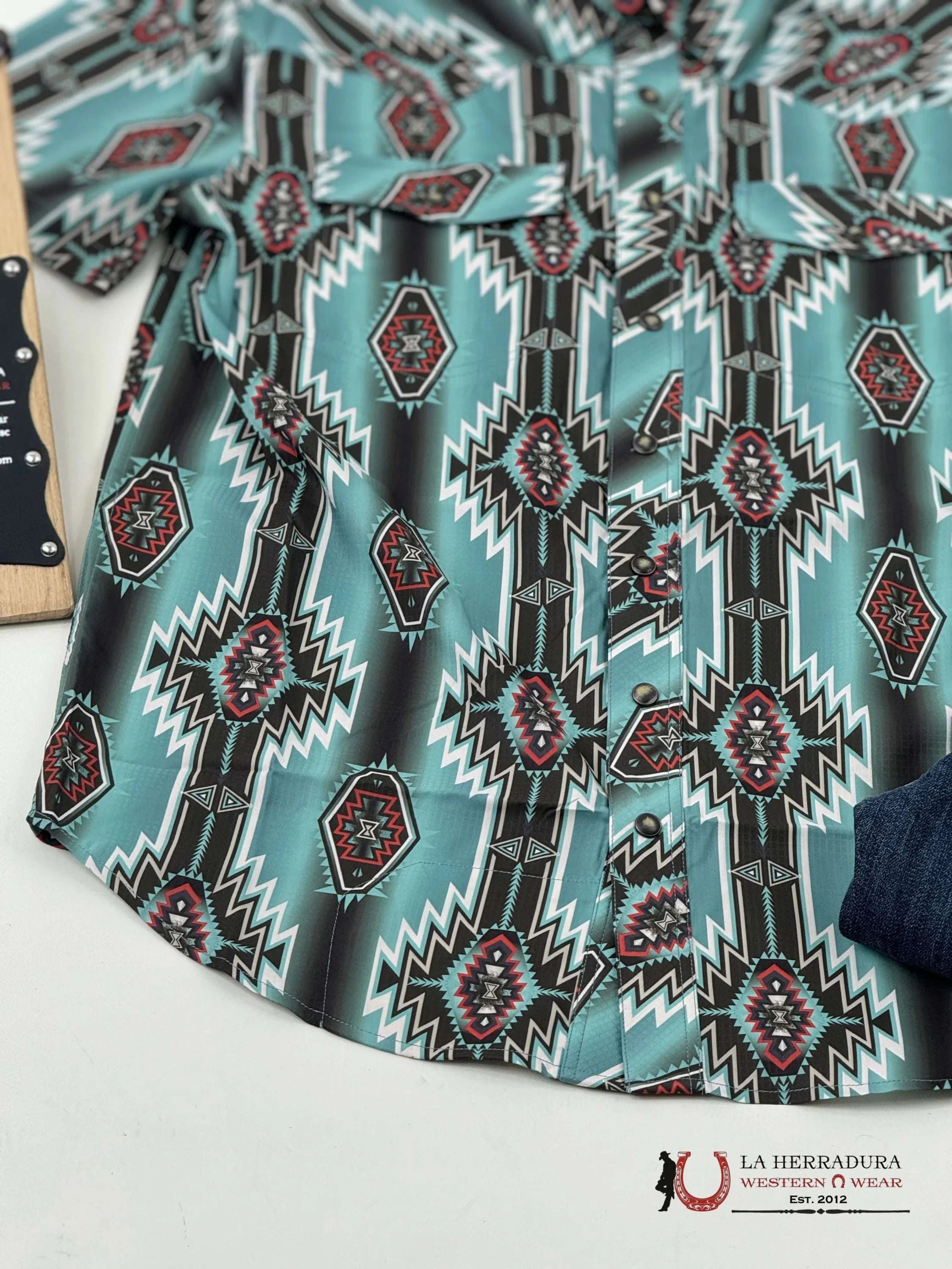 Rock&Roll Turquoise Aztec Snap Short Sleeve 4804 Ropa Hombres