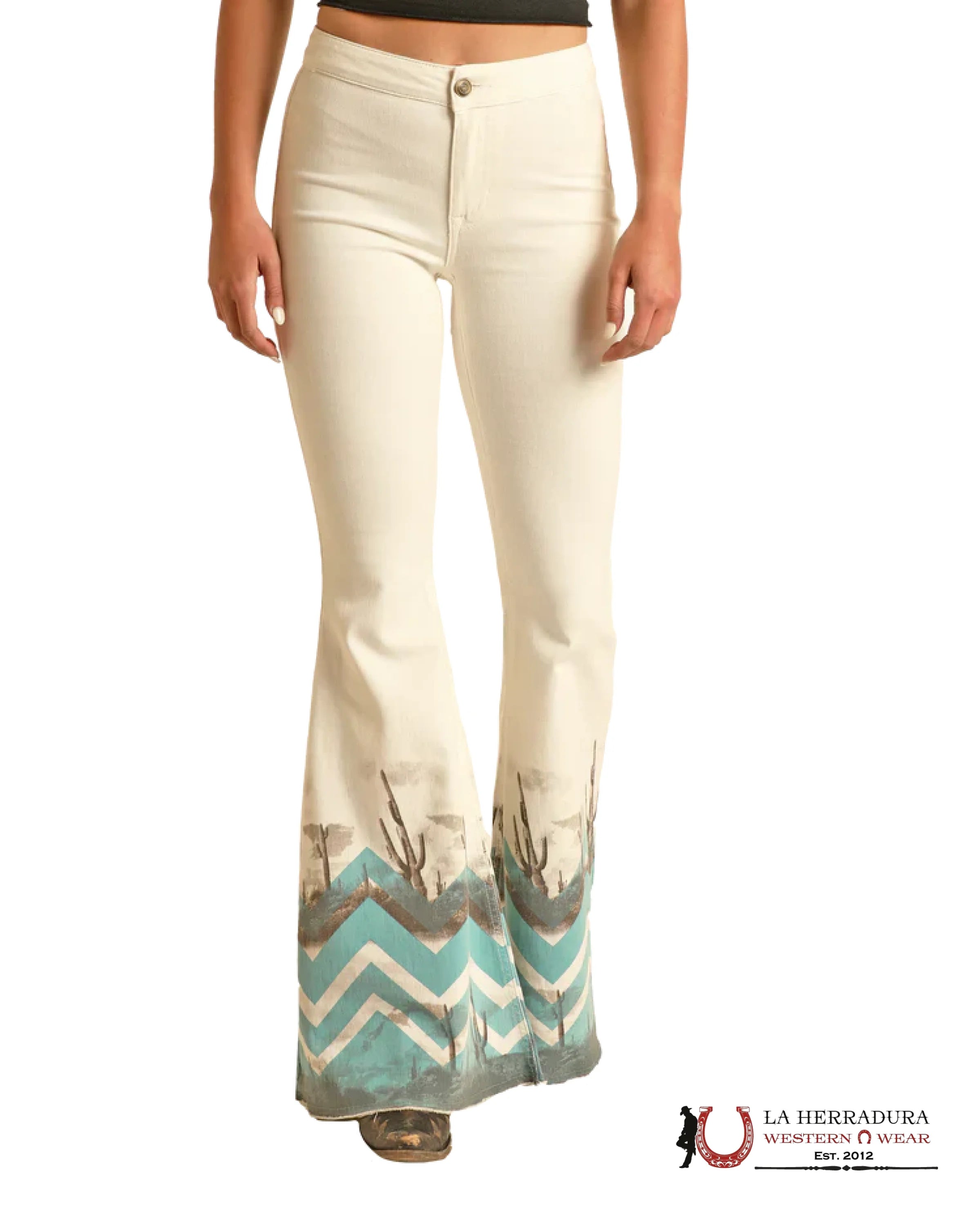 ROCK&ROLL WHITE BARGAIN BUTTON BELL HIGH RISE ROCK&ROLL JEANS WOMEN