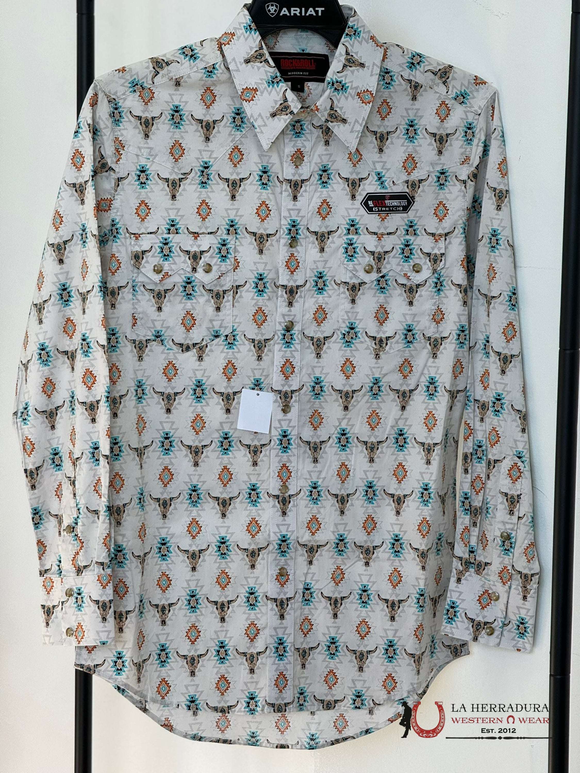Rock&Roll White Bull Aztec Print Long Sleeve Ropa Hombres