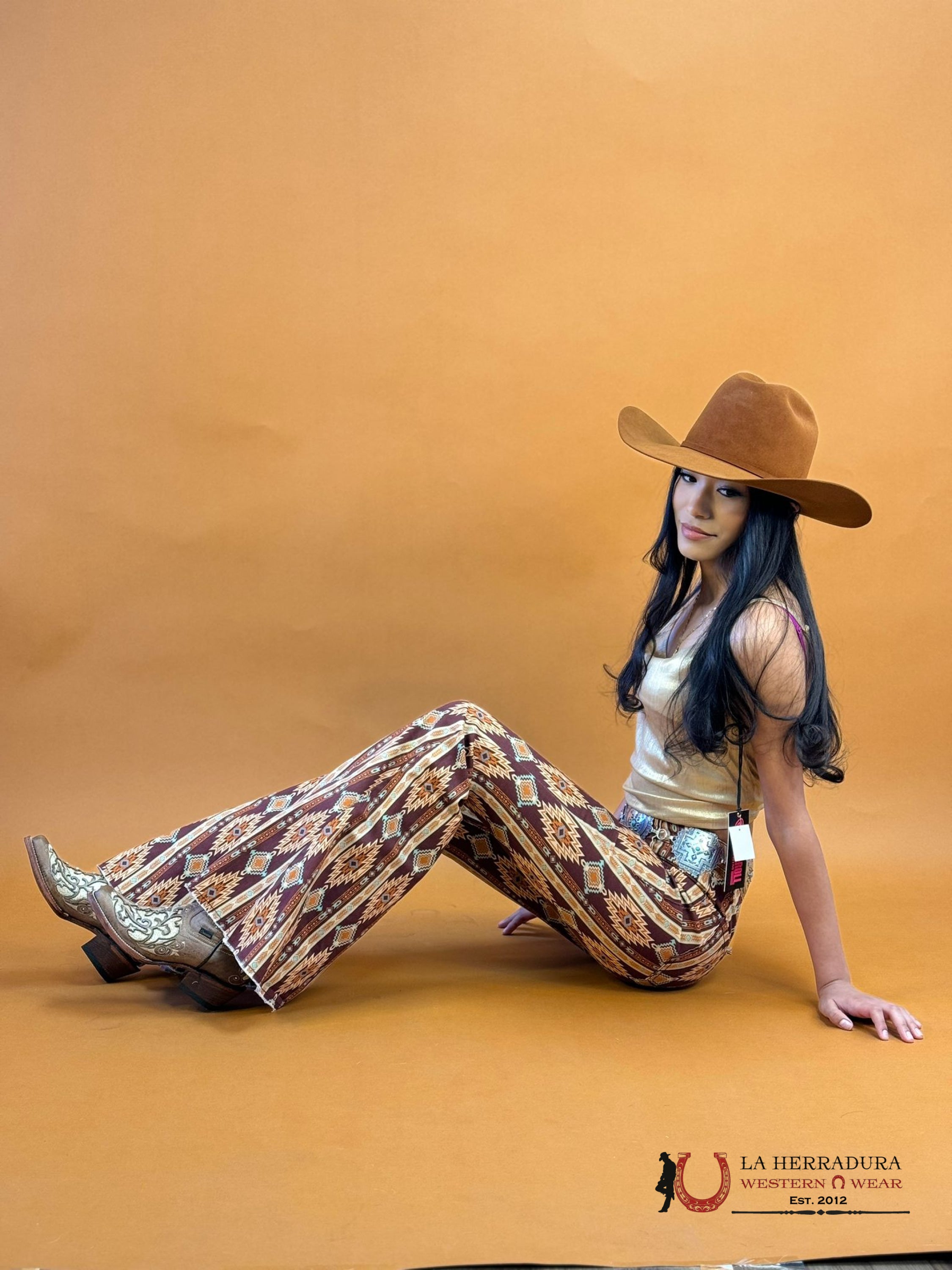 Rock&Roll Wine Aztec Bell Bottom Jeans Women